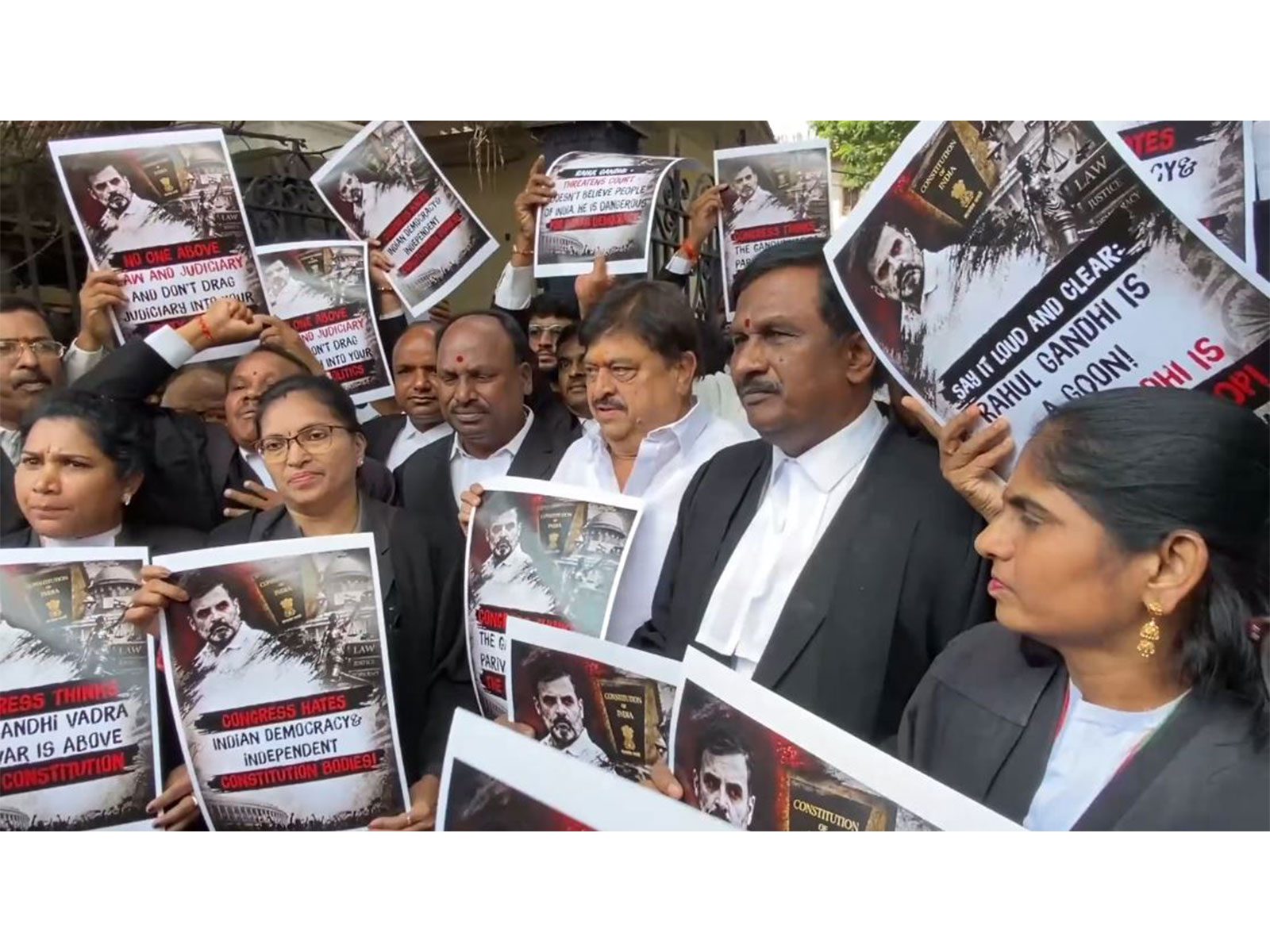 Visual from protest staged by Telangana High Court advocates (Photo/ANI)