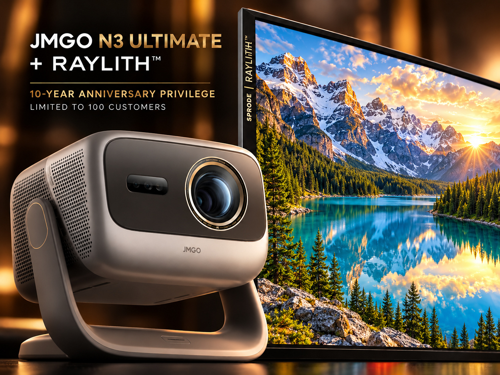JMGO N3 Ultimate + RAYLITH™—a complete projection system with a 10-year anniversary privilege limited to 100 customers