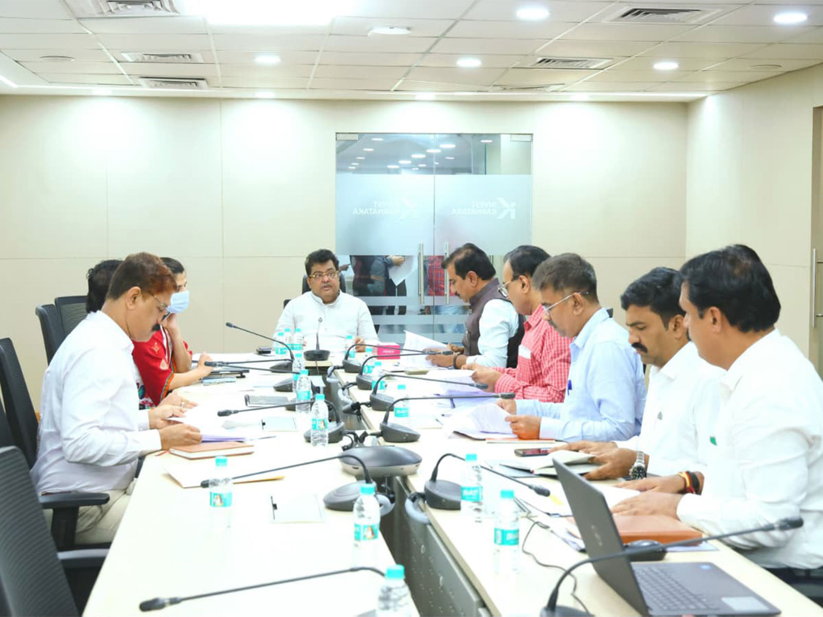 Karnataka's Industries Minister MB Patil during a meeting (Photo@ANI)