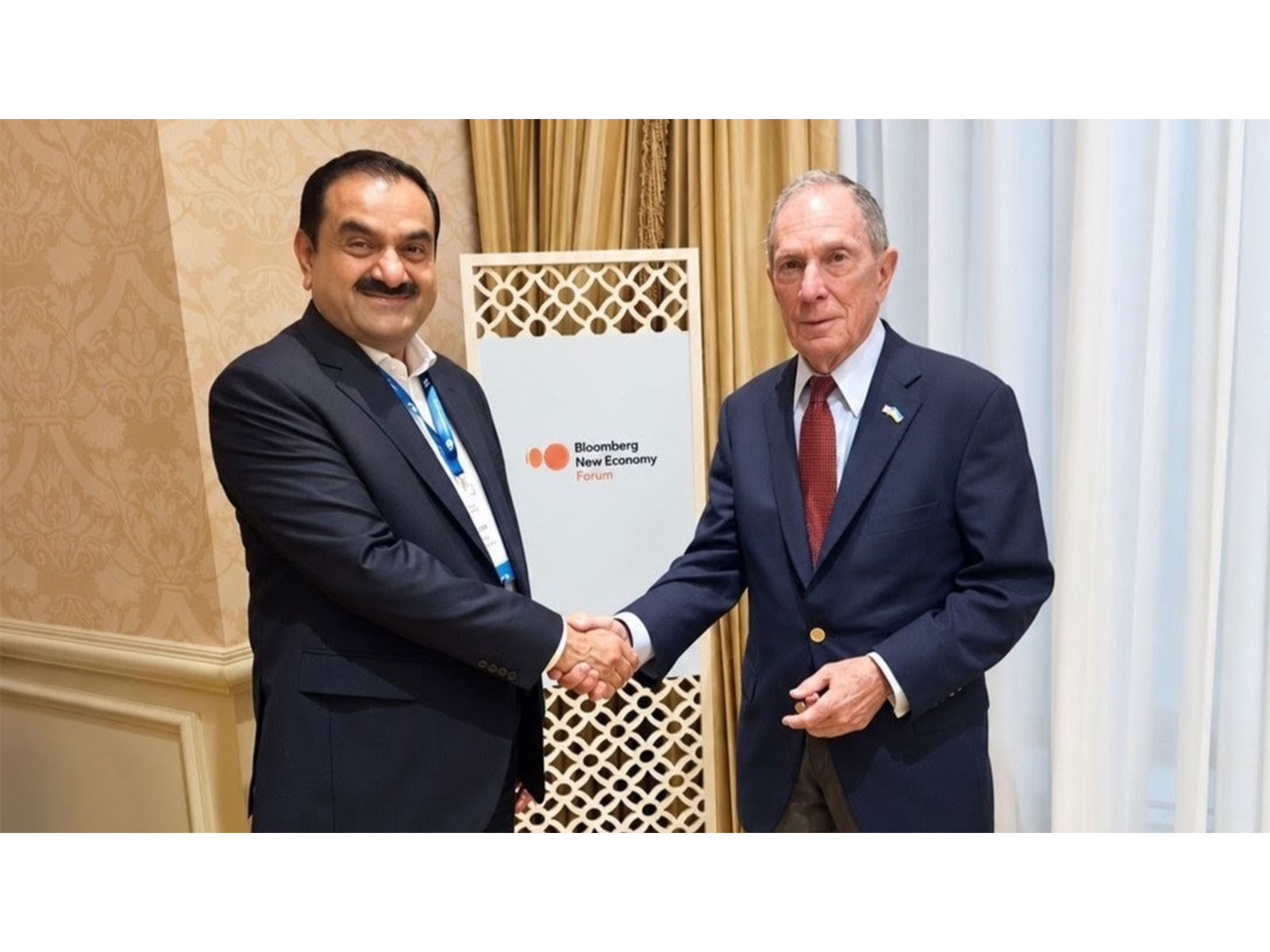 Gautam Adani meets Michael Bloomberg in Delhi (Photo/Linkedin/Gautam Adani)