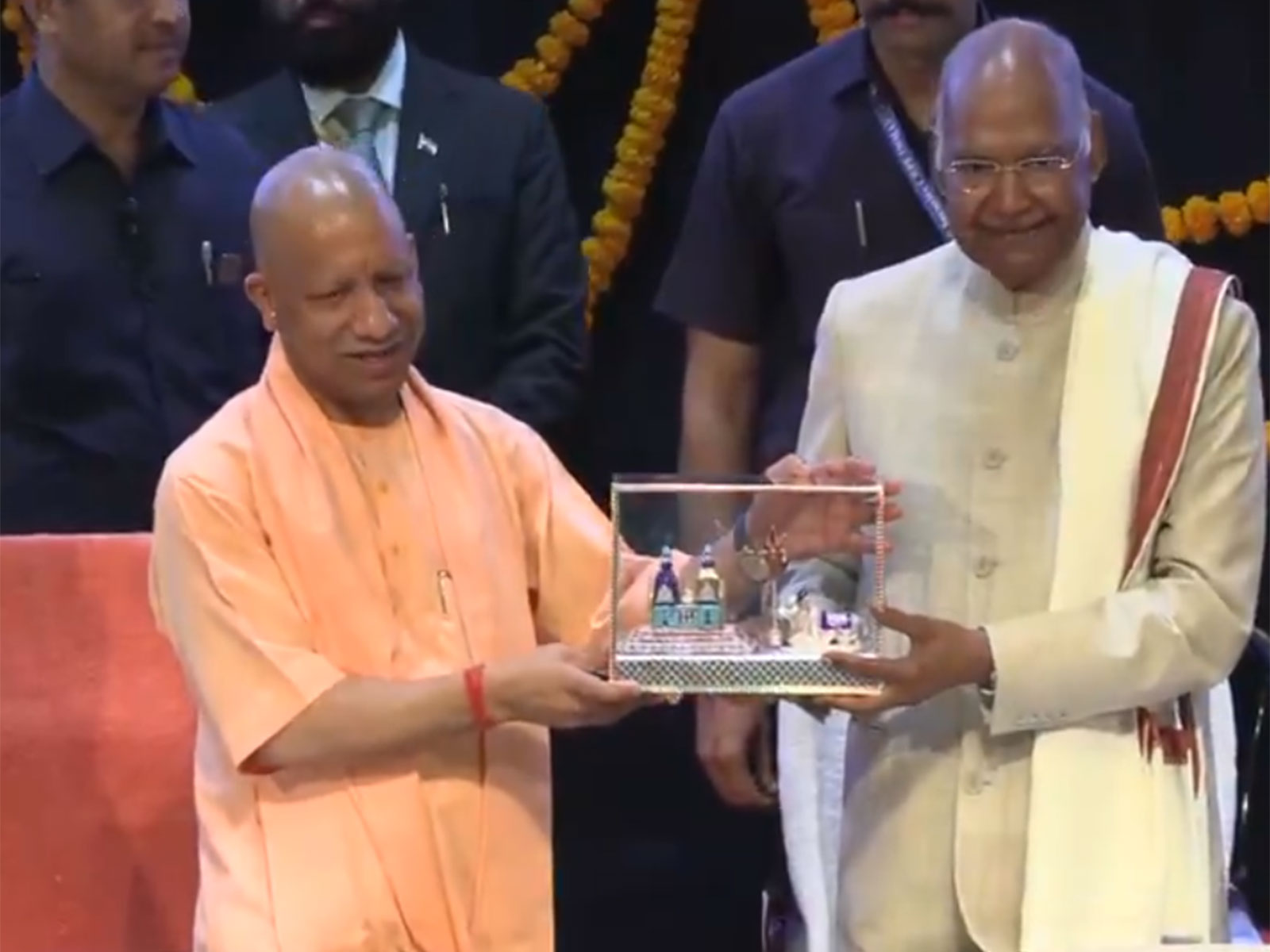 Uttar Pradesh Chief Minister Yogi Adityanath and former President Ram Nath Kovind (Photo/ANI)