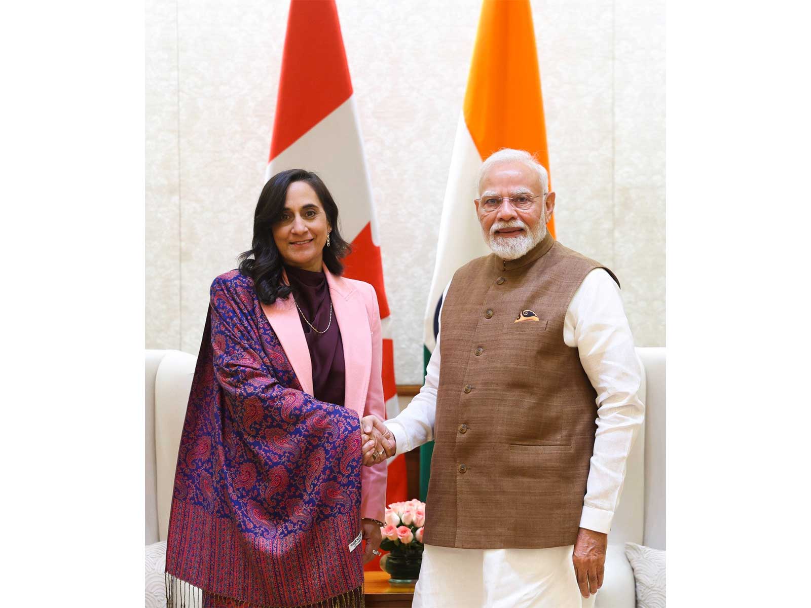 Prime Minister Narendra Modi meets Canadian Foreign Minister ANita Anand (Photo/ANI)
