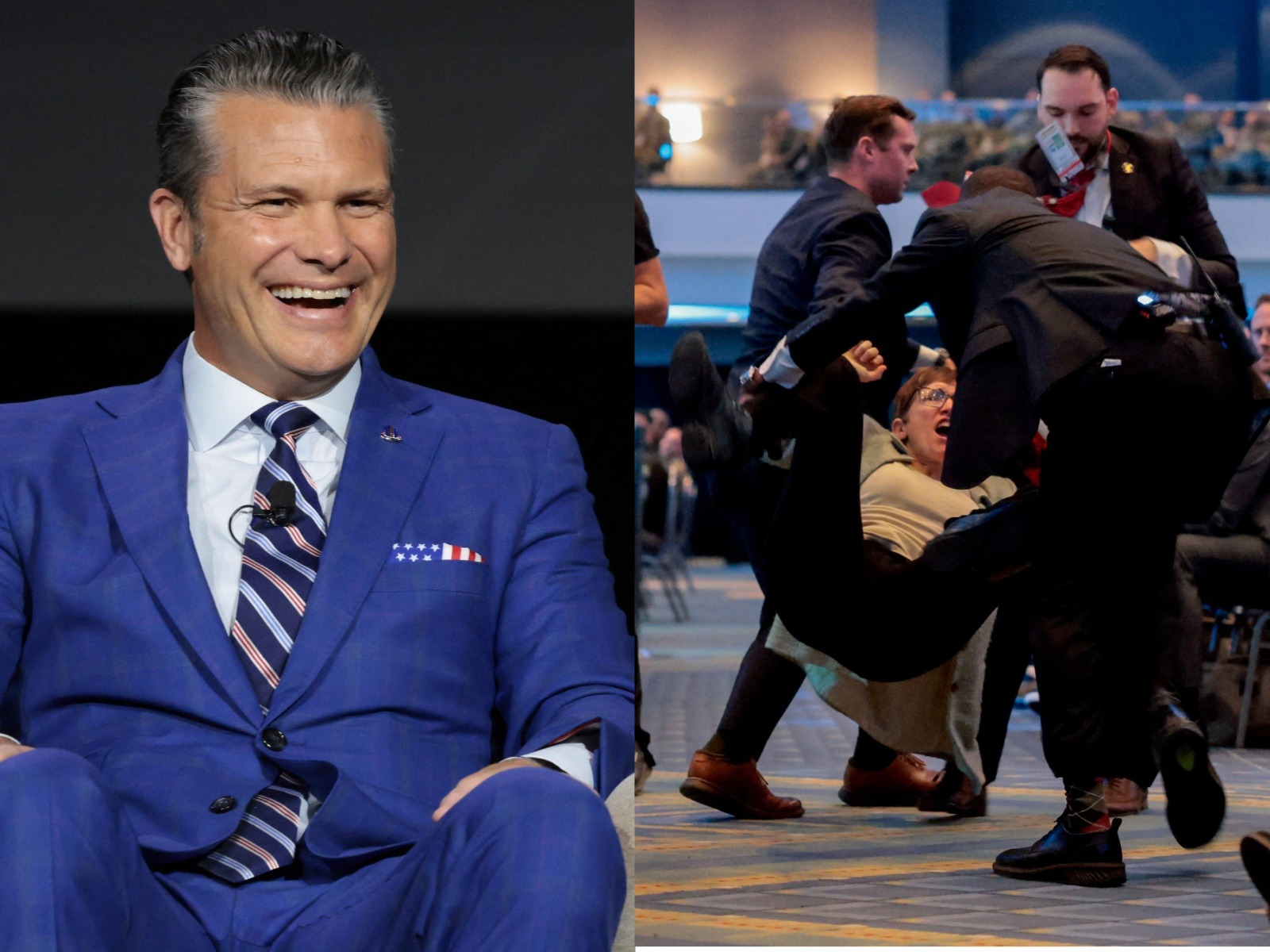 US War Secretary Pete Hegseth gets heckled by anti-Iran War protestors (Photo/Reuters)