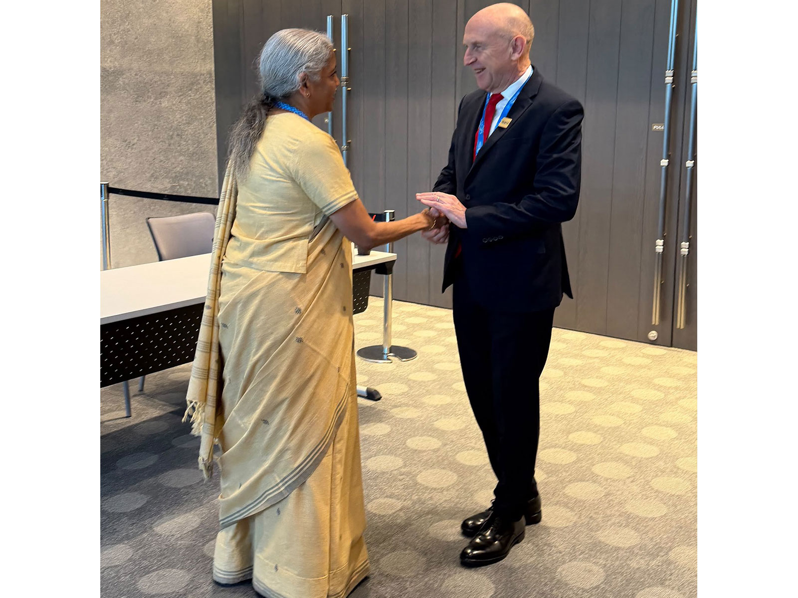 Union Minister for Finance and Corporate Affairs Nirmala Sitharaman met UK Chancellor of the Exchequer John Healey (Photo/@FinMinIndia)
