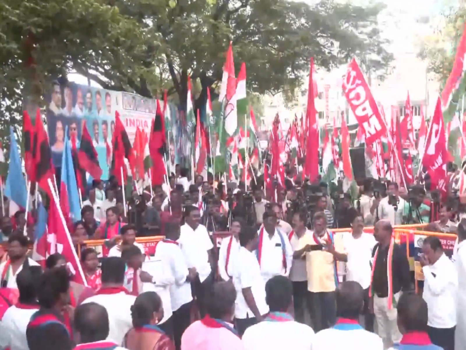 TVK leaders join INDIA bloc protest against CEC in Chennai (Photo: ANI)