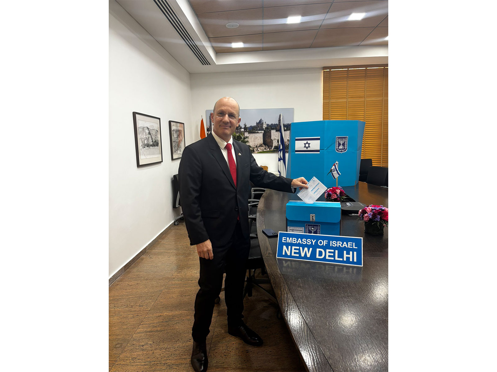 Israeli Ambassador Azar casts ballot as diplomatic missions open polls for Oct 27 election (Photo/X@IsraelinIndia)