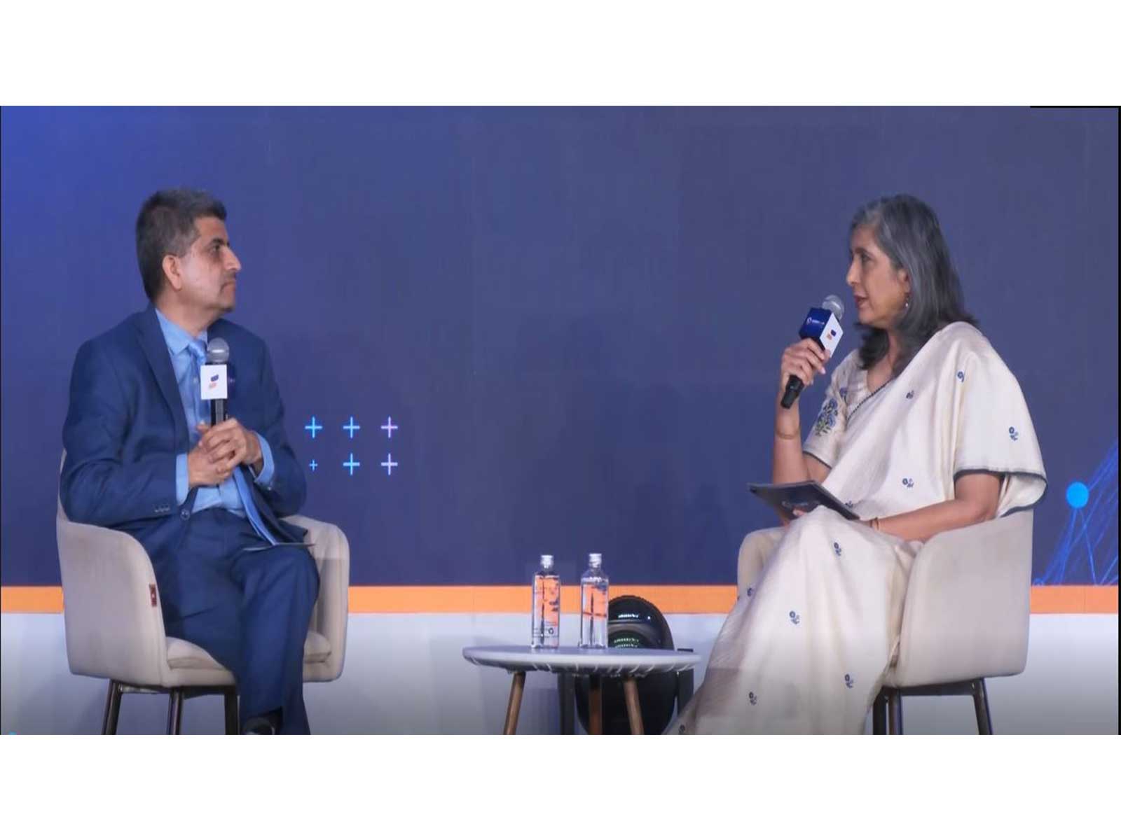 Insurance Regulatory and Development Authority of India (IRDAI) Chairman Ajay Seth and financial educator and author Monika Halan (Photo/ANI)