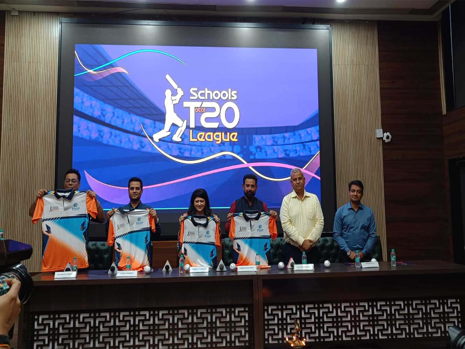 Schools Total 20 League jersey launch event in New Delhi. (Photo: ANI)