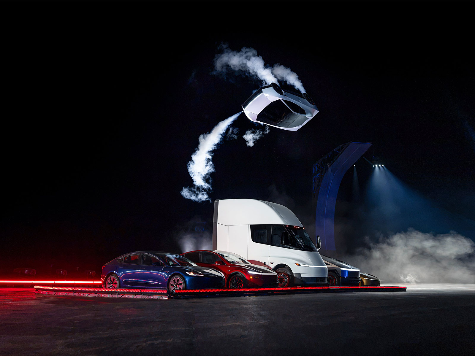 Tesla Roadster performs the mid-air flip (Photo/@Tesla)