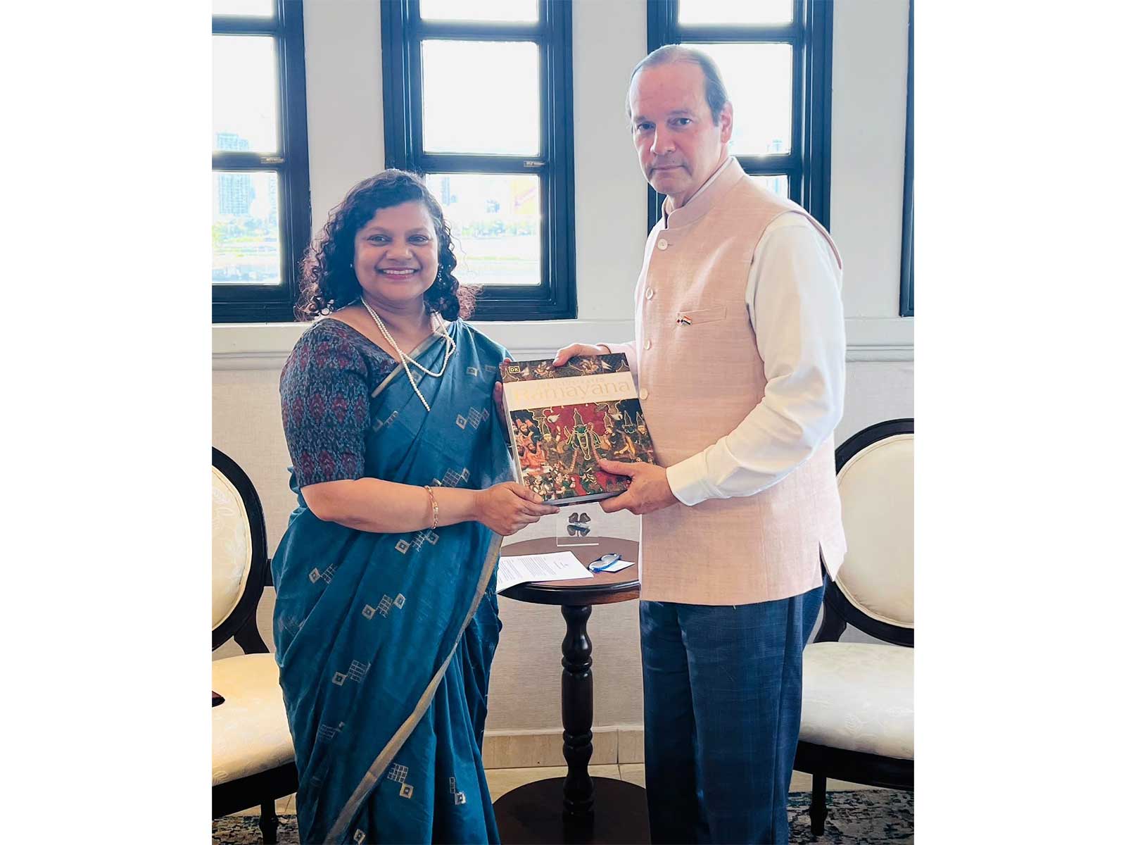 India's Ambassador to Panama, Pratibha Parkar, meets Panama's Foreign Minister, Javier Martinez-Acha. (Photo: X/@IndiainPanama)