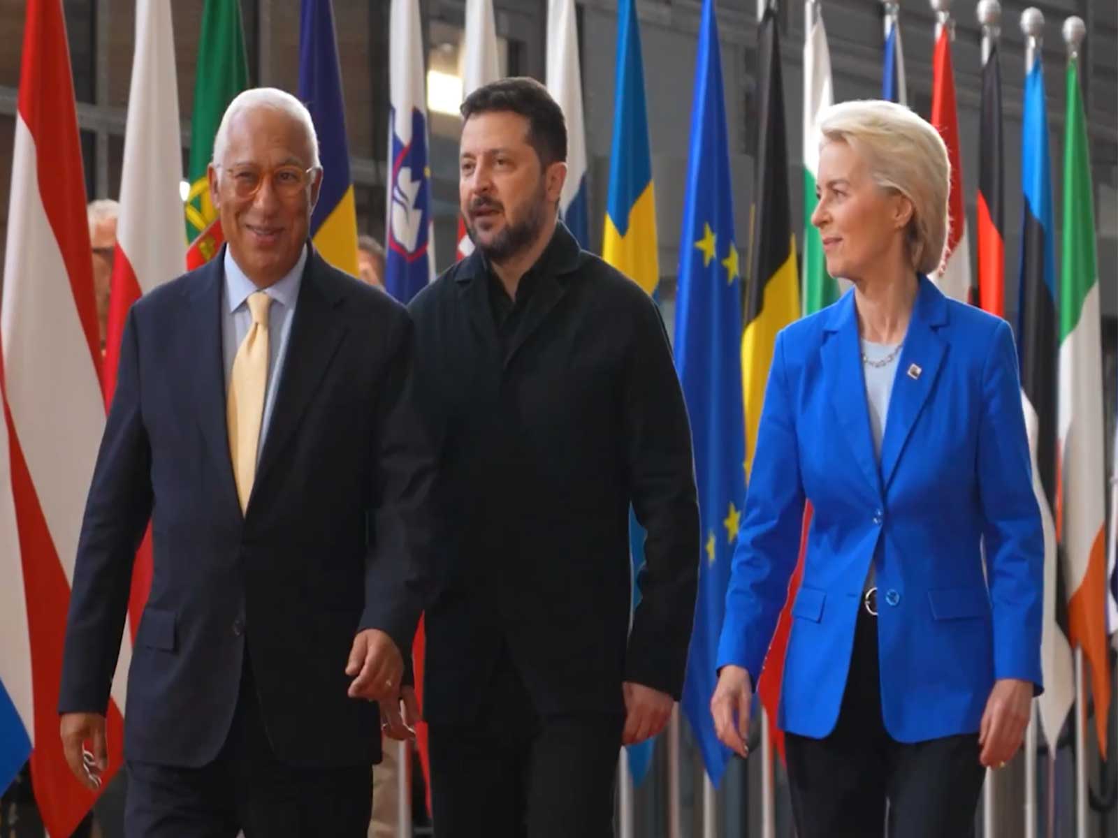 European Council President Antonio Costa, Ukrainian President Volodymyr Zelenskyy and European Commission President Ursula von der Leyen (Photo/X/@ZelenskyyUa)