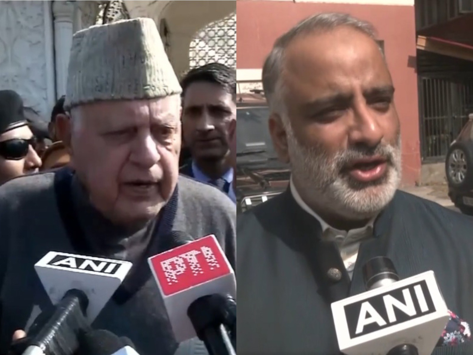 JKNC chief Farooq Abdullah (L) and Senior Jammu and Kashmir National Conference leader Salman Sagar (R) (Photo/ANI)