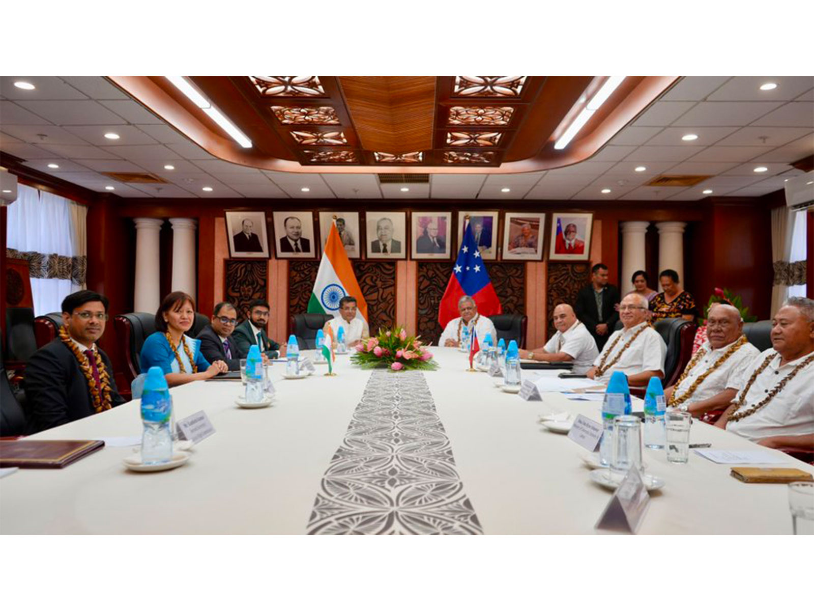 Minister of State for External Affairs Pabitra Margherita meets Samoa's Prime Minister La'auli Leuatea Schmidt and senior officials in Apia. (Photo: X/@PmargheritaBJP)