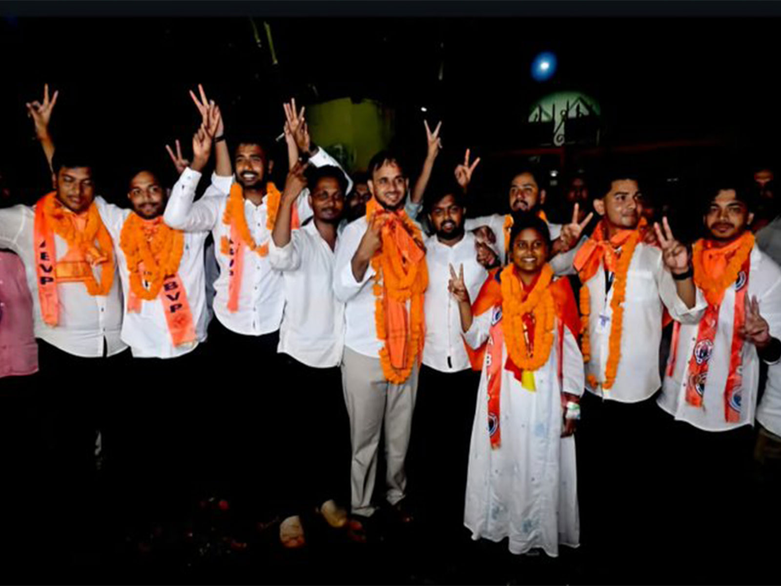 ABVP members celebrate their victory in the Odisha student union elections (Photo/X/@abvpodisha)