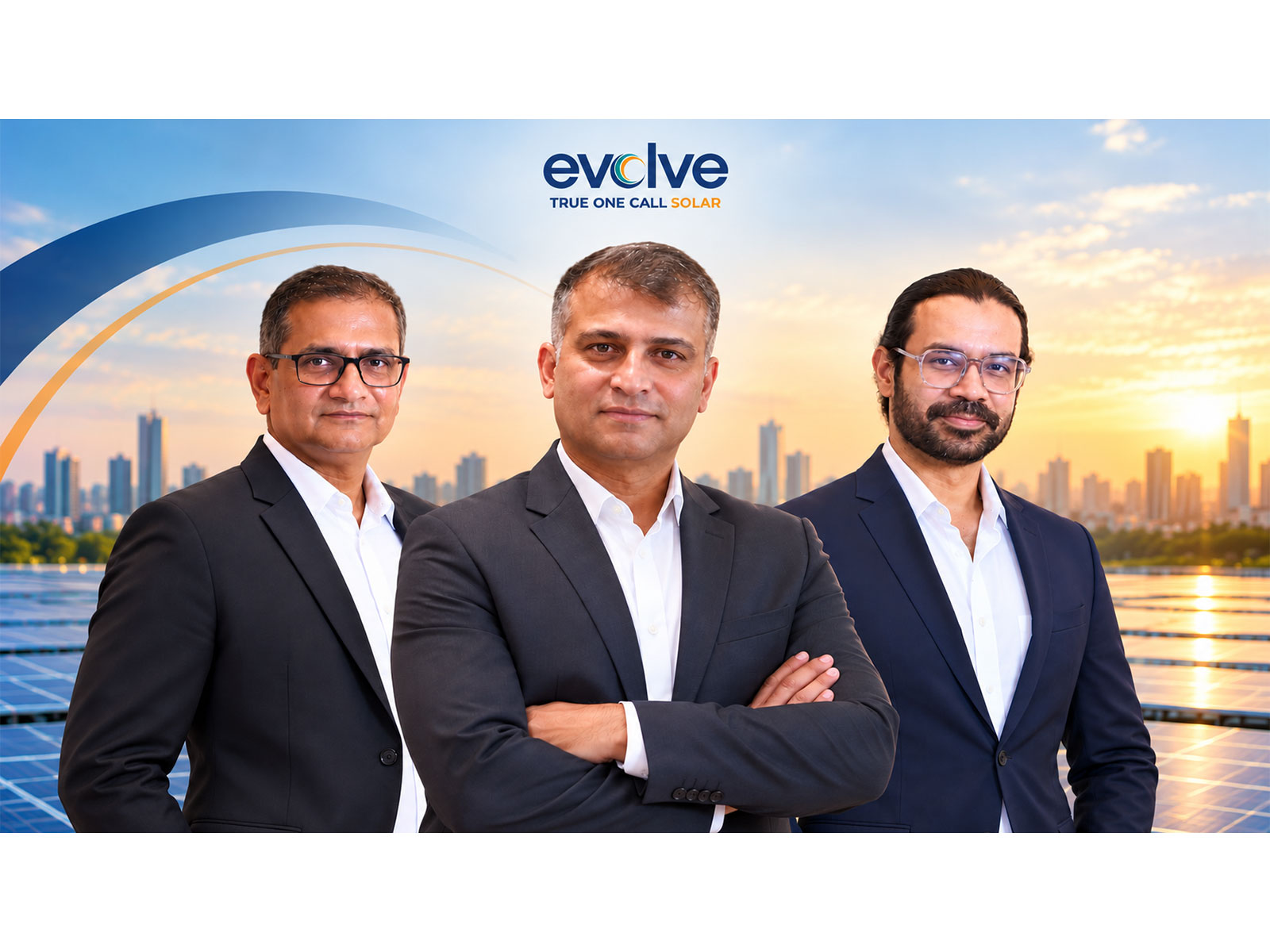 L – R: Rajesh V. Shah, Founder, Chairman and Managing Director, Mr Karan Singh, CEO, Asset Division, Evolve Energy Group, Mr Ravinder Pareek, Group Head of Finance