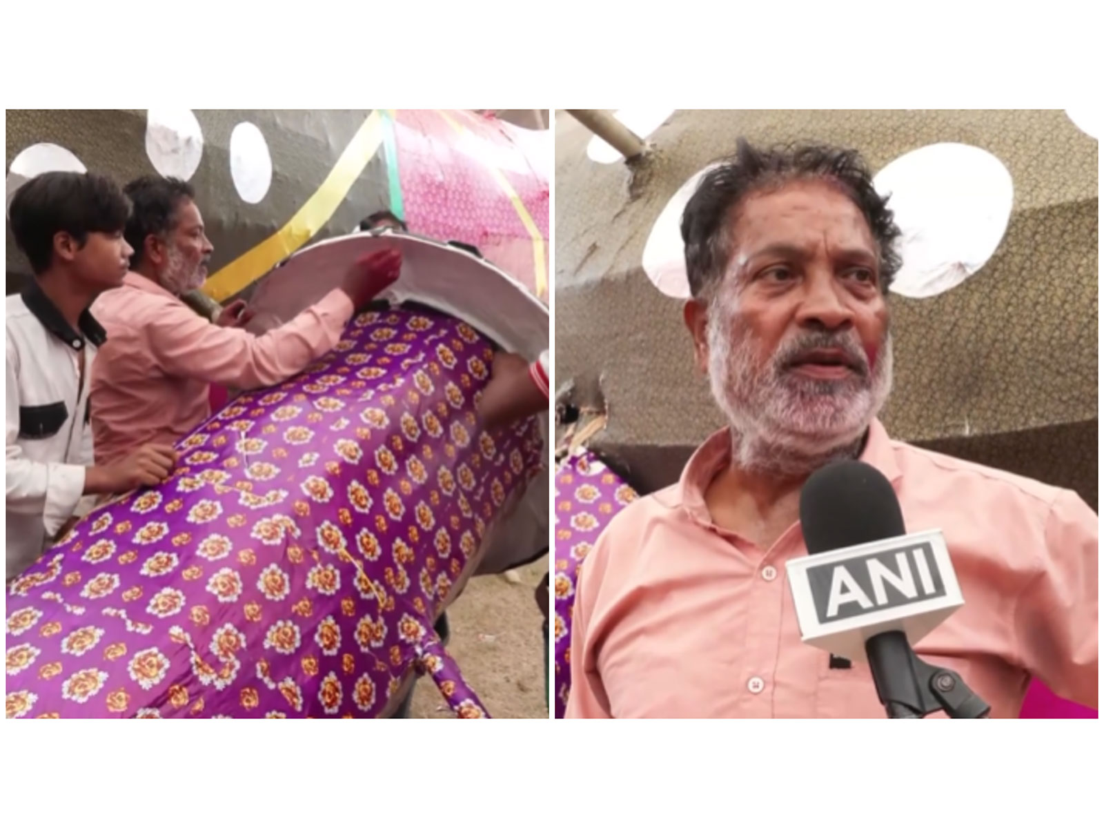 Artisans from Mathura preparing a 105-foot effigy of Ravana (Photos/ANI)