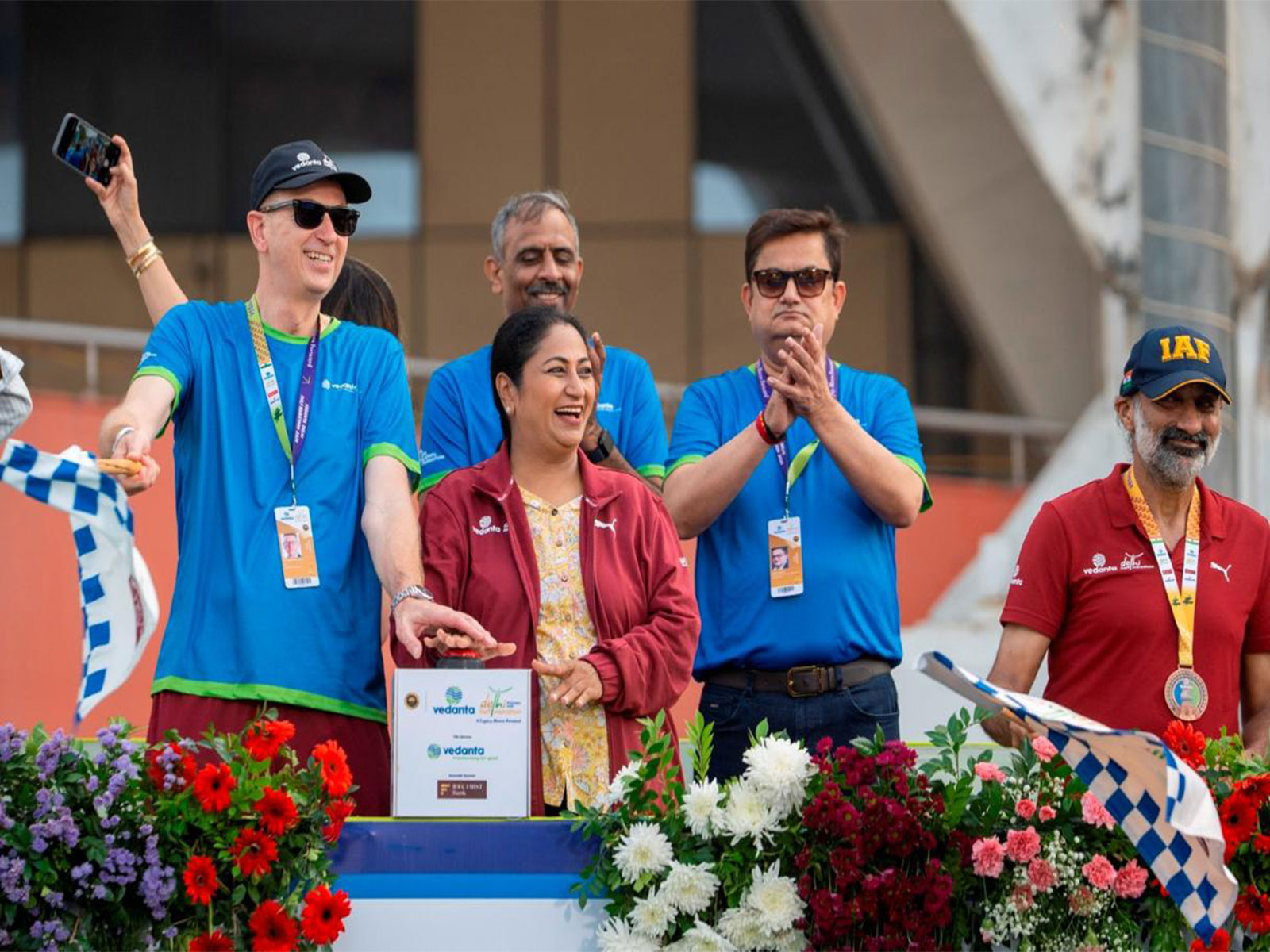 Delhi CM Rekha Gupta at the Delhi Half Marathon. (Photo: Vedanta Delhi Half Marathon)