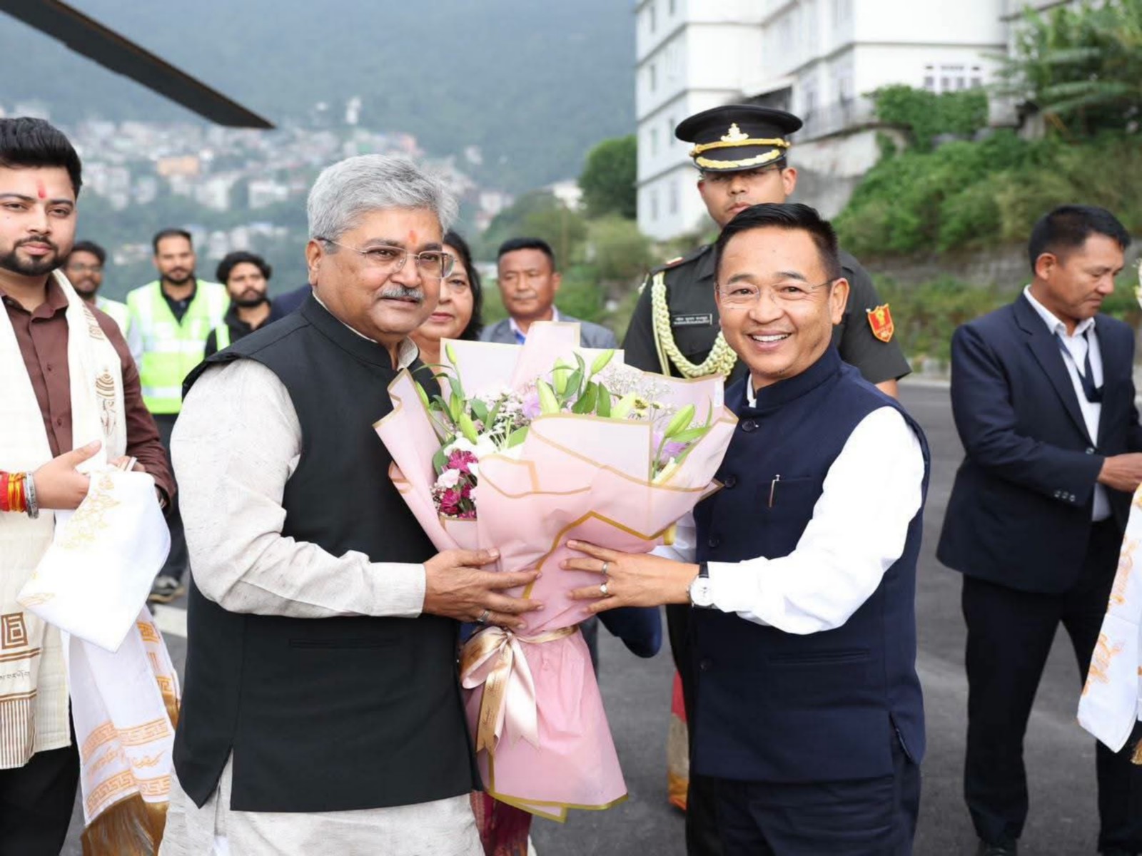 Governor-designate of Sikkim Dushyant Gautam with CM Prem Singh Tamang (Photo/Sikkim Information and Public Relations Department)