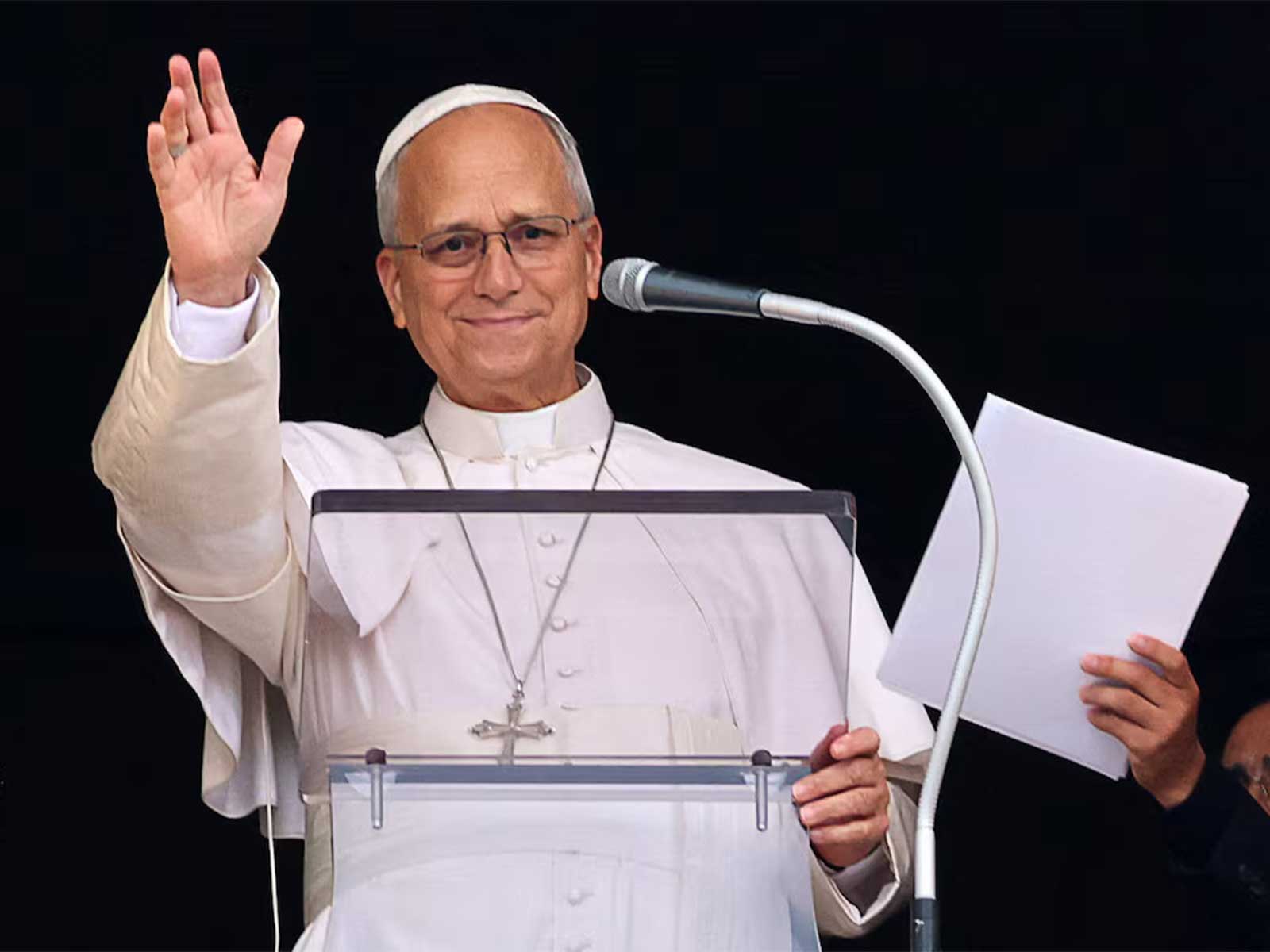 Pope Leo appears at a window of the Apostolic Palace, in his first public event since cancer surgery, at the Vatican. (Photo/Reuters)