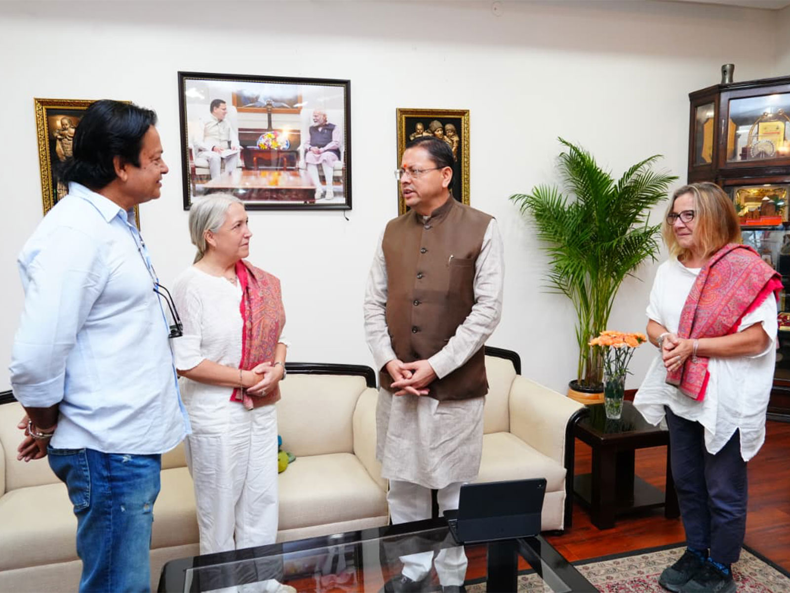 Uttarakhand CM Pushkar Singh Dhami meets international film delegation (Photo/ANI)