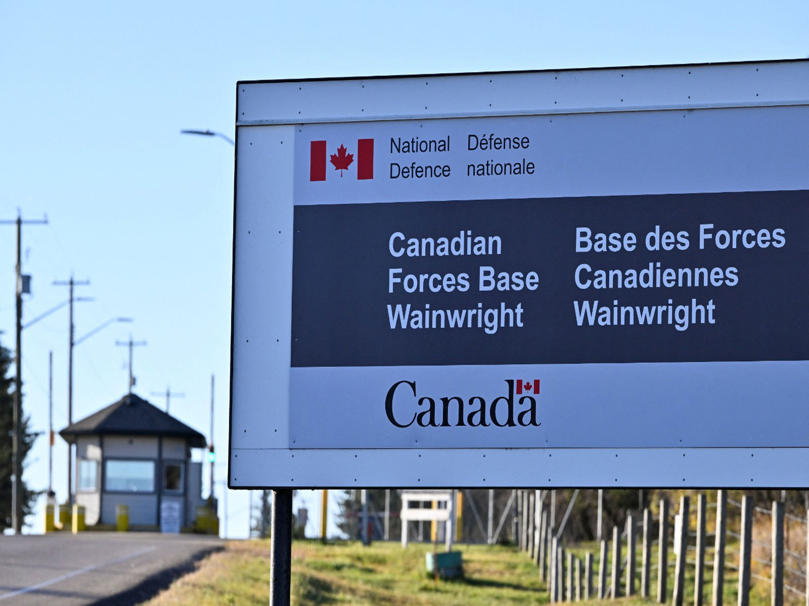 A sign for Canadian Forces Base (CFB) Wainwright in Alberta (Photo/Reuters)
