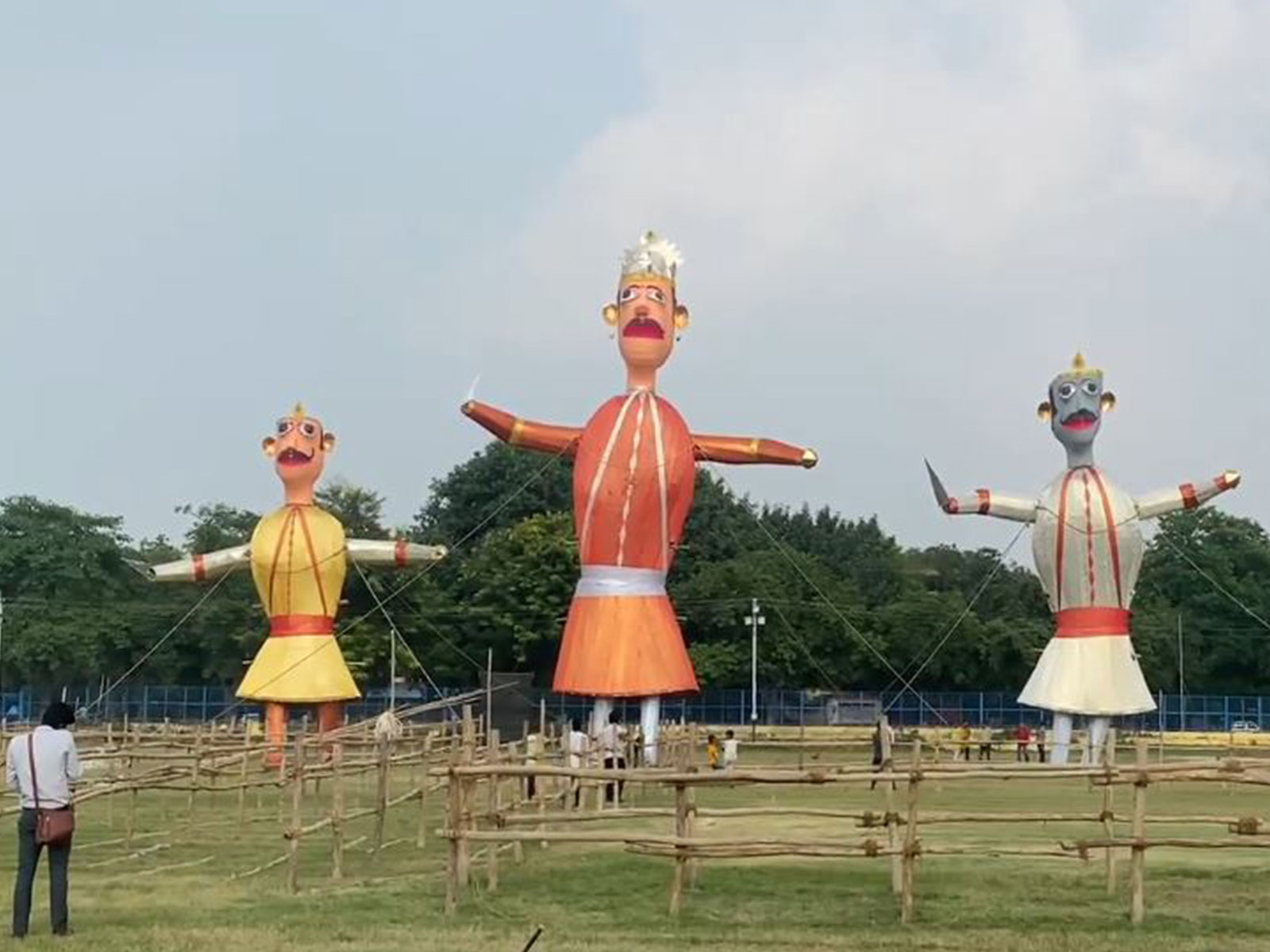 Preparations are underway at BLW grounds in Banaras for Vijayadashami, featuring a 70-foot eco-friendly Ravan effigy (Photo: ANI)