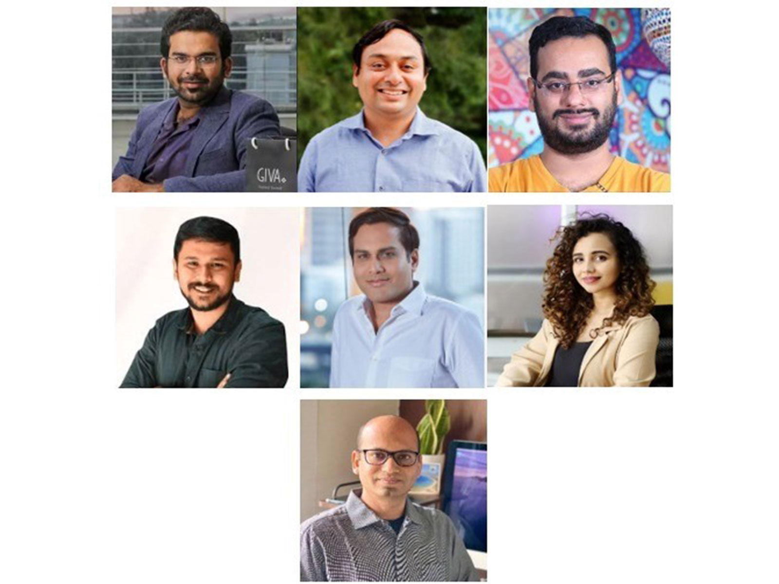 First row: Ishendra Agarwal, Amit Agarwal and Ankush Sachdeva; second row: Farid Ahsan, Harshvardhan Lunia and Arpita Aditi; third row: Abhishek Goyal.