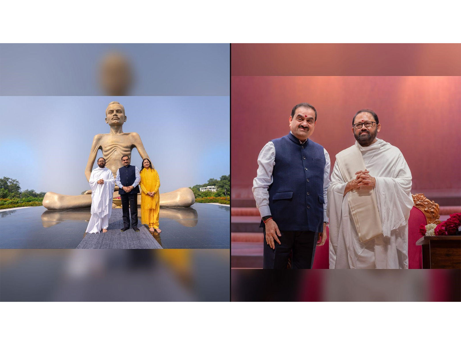 Gautam Adani and wife Priti Adani seek blessings from Gurudevshri Rakeshji in Dharampur, Gujarat (Image Courtesy: Adani Group)