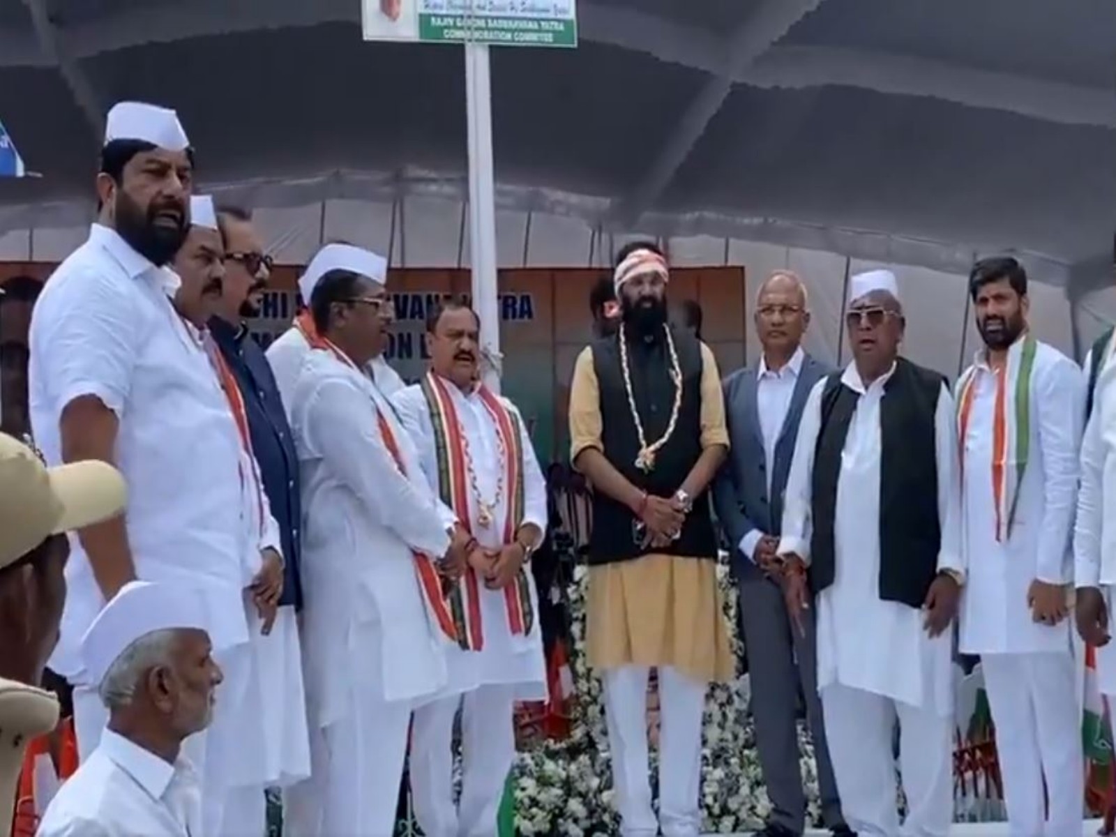 Congress leaders participated in the Rajiv Gandhi Sadbhavna Yatra (Photo/ANI)