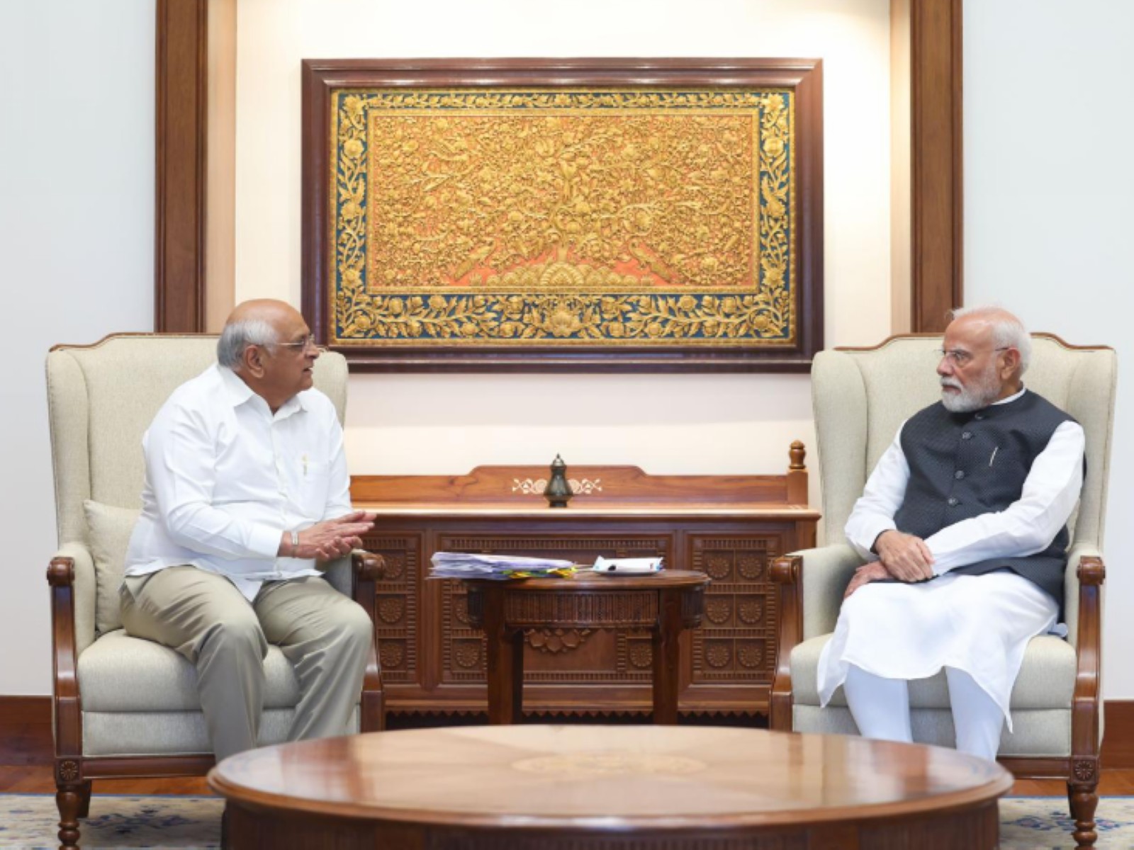 Gujarat Chief Minister Bhupendra Patel with Prime Minister Narendra Modi in New Delhi (Photo/@Bhupendrapbjp)