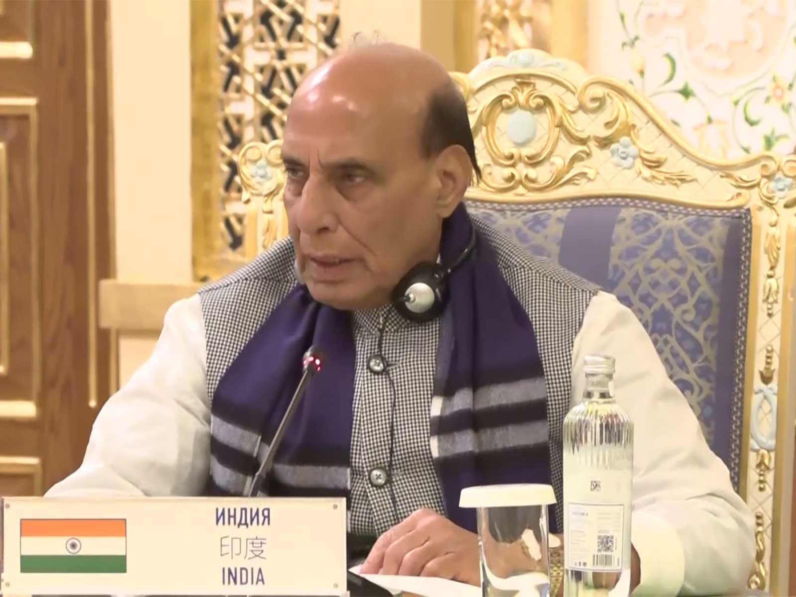 Defence Minister Rajnath Singh at SCO meeting in Tajikistan (Photo/ANI)