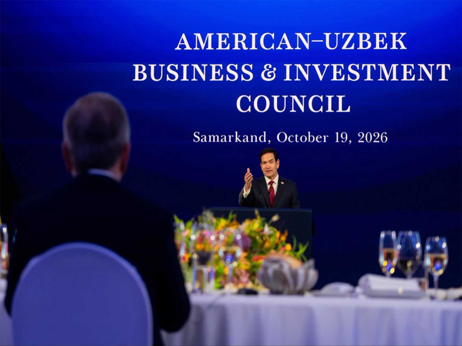 US Secretary of State Marco Rubio addresses the American–Uzbek Business & Investment Council in Samarkand (Photo/X@USAmbIndia)