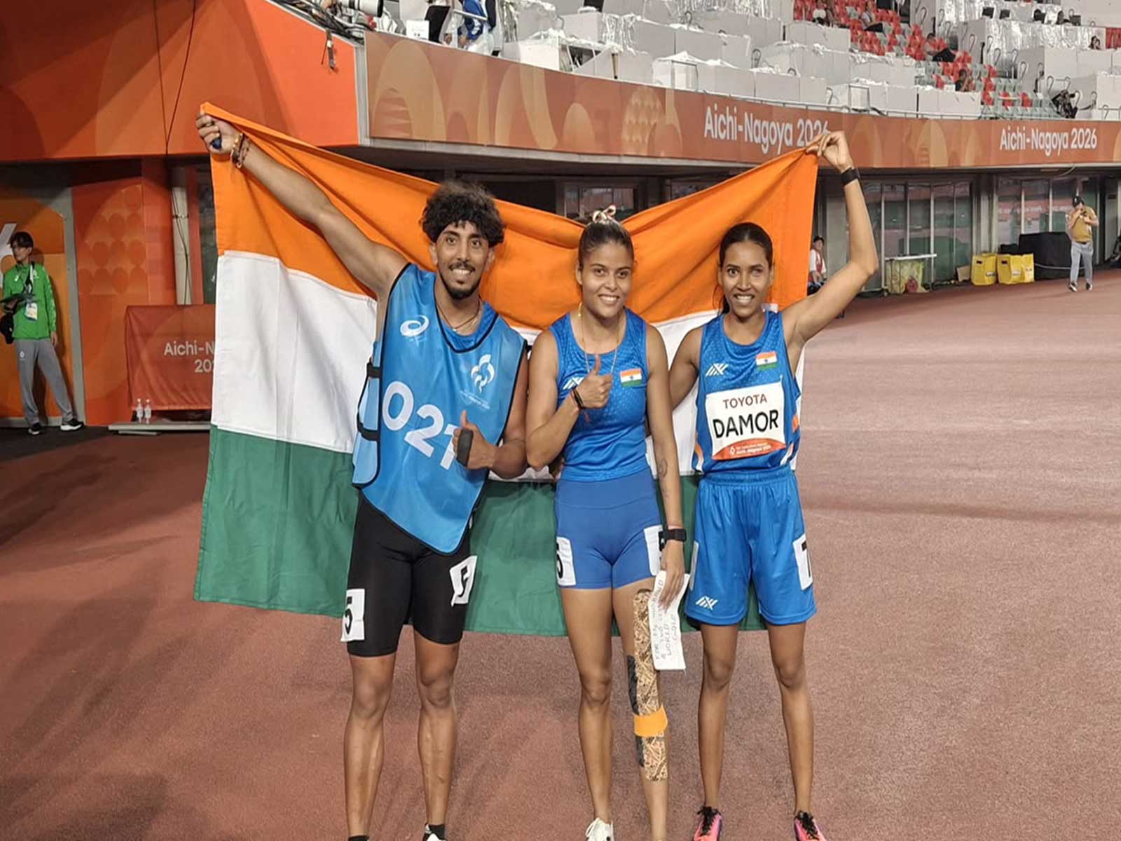 Simran Sharma won gold and Tejalben Damor won Bronze in Women's 200m T12. (Photo/PCI) 