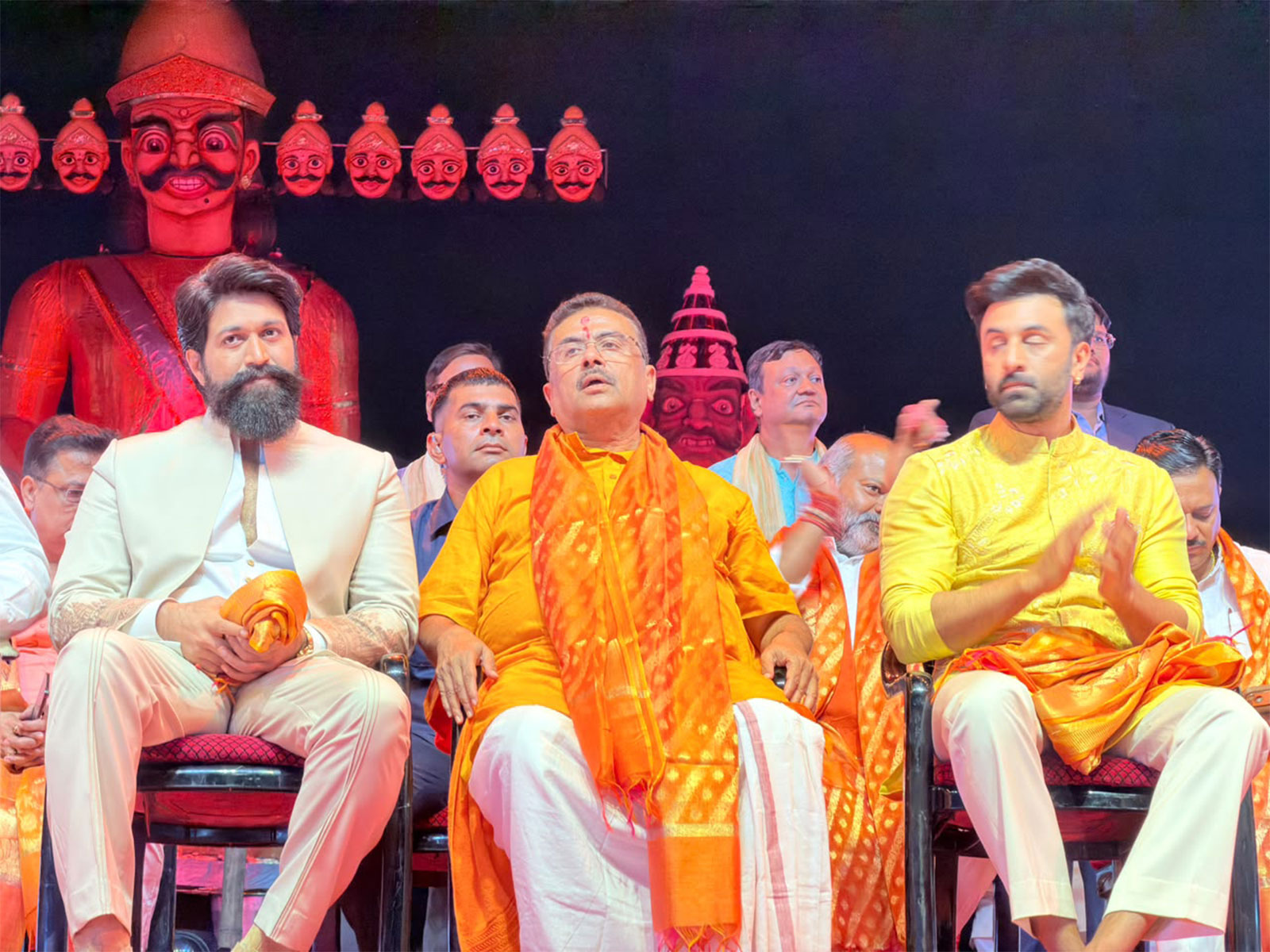 Yash, West Bengal Chief Minister Suvendu Adhikari, Ranbir Kapoor (Photo/ANI) 