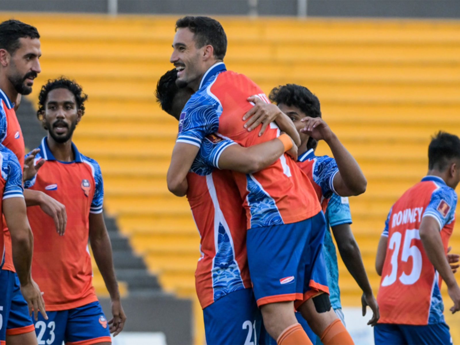 FC Goa players celebrating after a goal. (Photo: FC Goa)