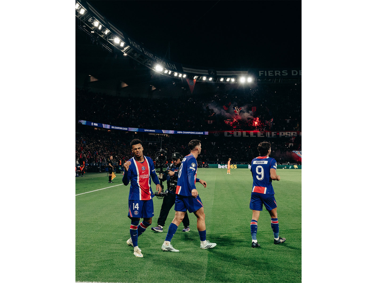 PSG players celebrating a goal against Barcelona. (Photo: X/ @PSG_English)