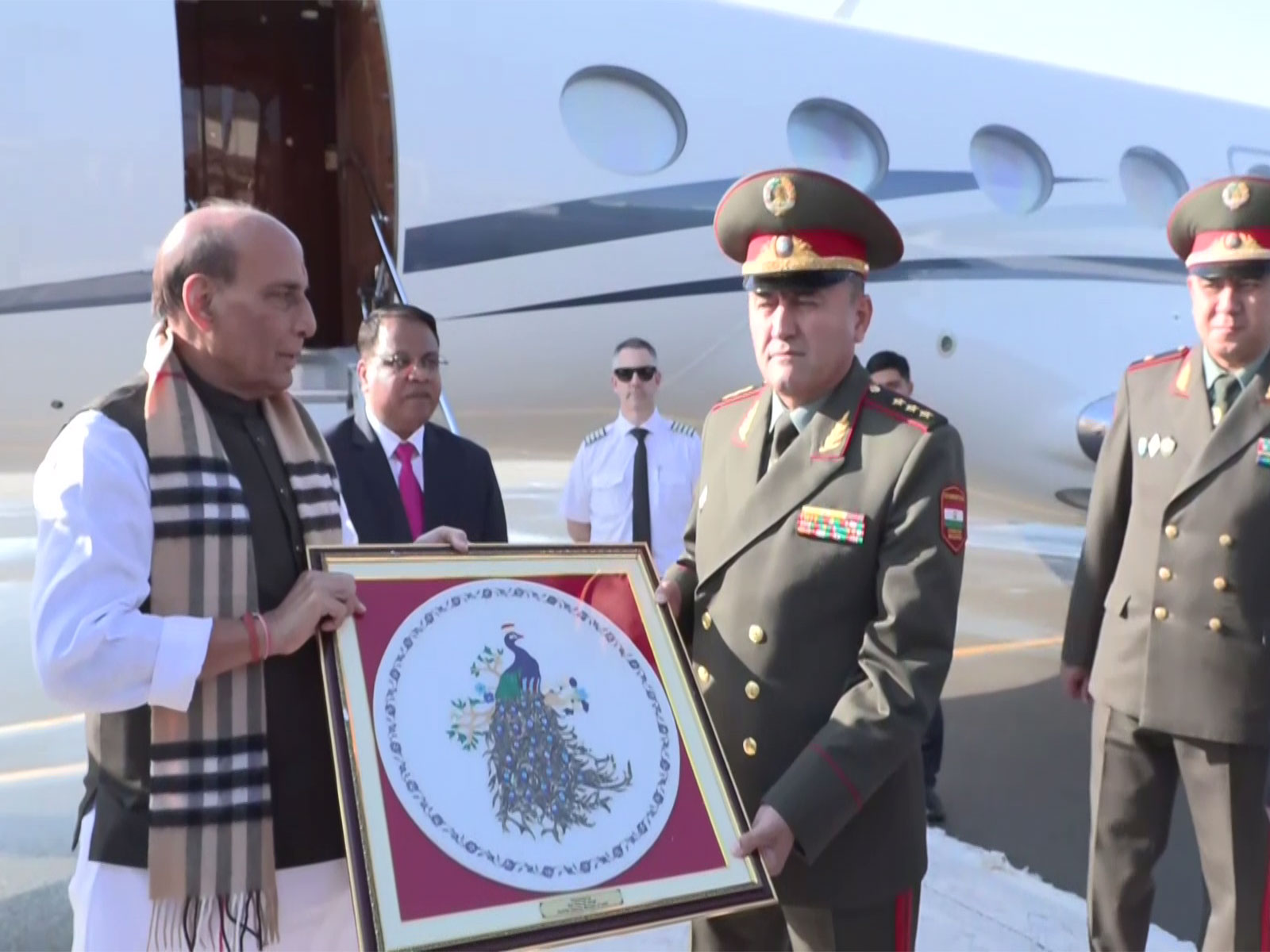 Defence Minister Rajnath Singh, Tajikistan Defence Minister Emomali Sobirzoda (Photo/ANI)