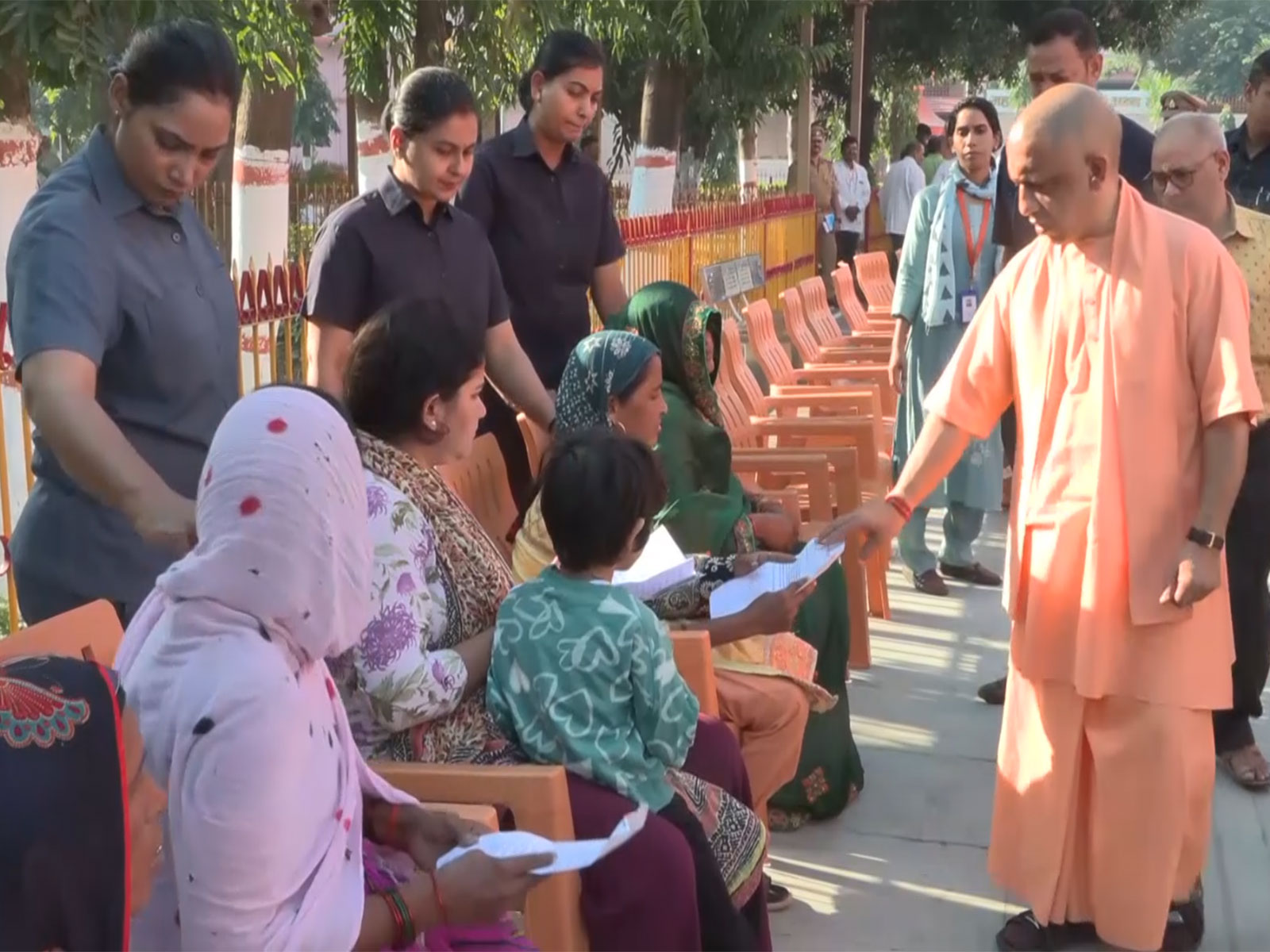 Uttar Pradesh CM Yogi Adityanath in Janta Darshan in Gorakhpur (Photo/ANI)