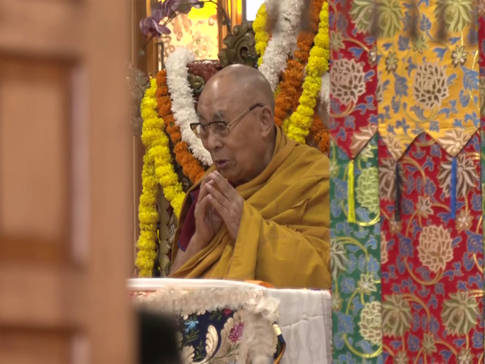 Tibetan spiritual leader the 14th Dalai Lama attends 'Tenshug' at Main Tibetan Temple in Dharamshala (Photo/ANI)