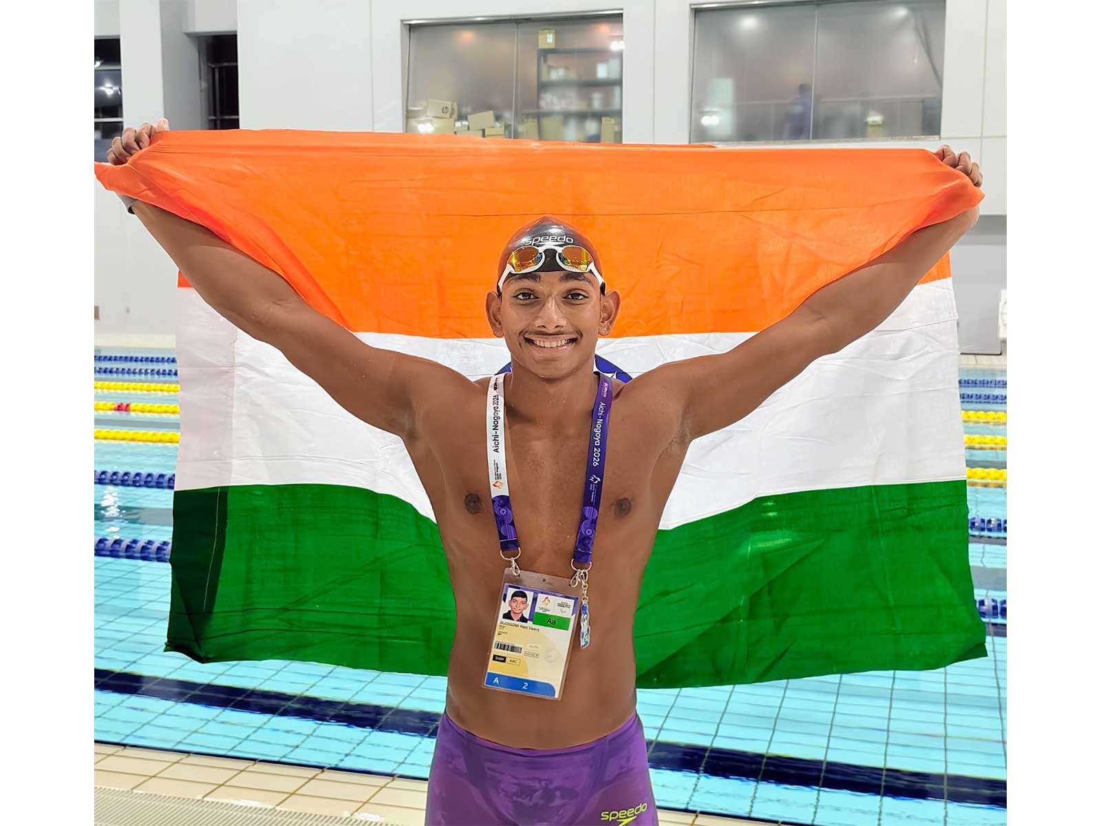 Ravi Kartik Budigina wins his second Silver Medal of the Games in men's 100m Back Stroke. (Photo/PCI)
