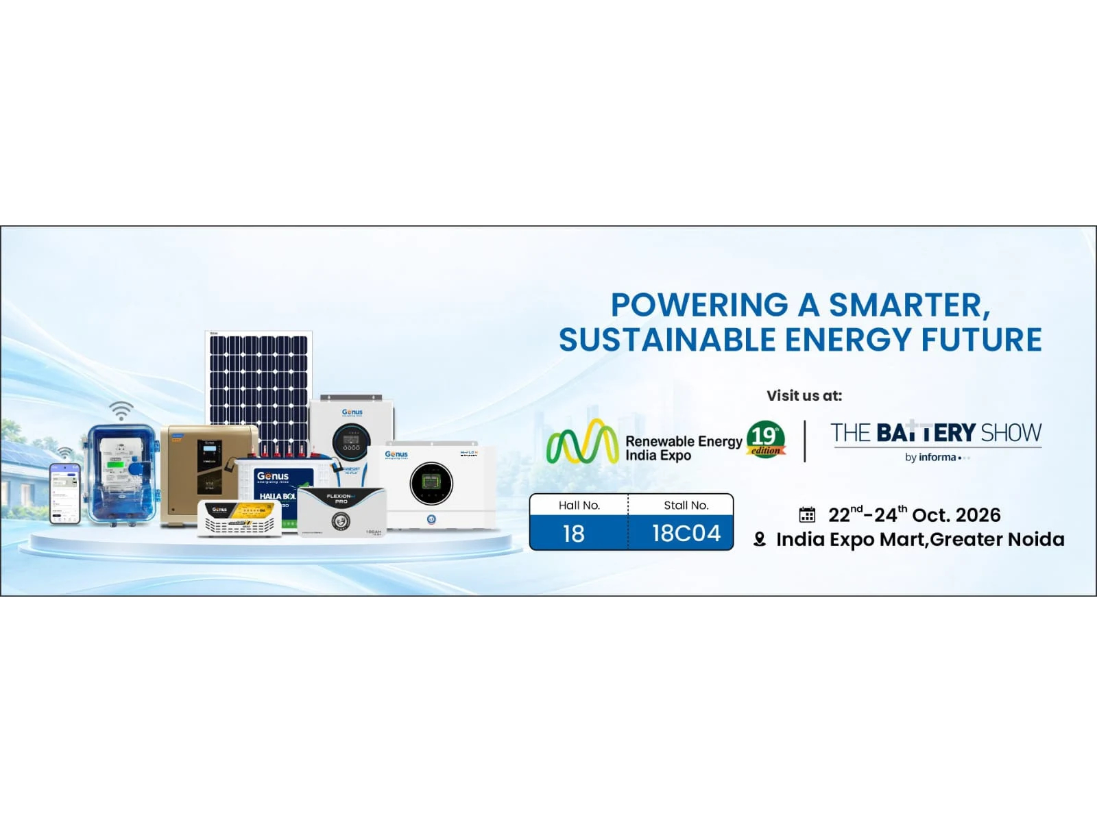 Genus Innovation unveils Hi Flo Hybrid 2.5 kVA Solar Inverter, spotlights Maxilion Lithium-Ion Inverter at The Battery Show India & REI Expo 2026