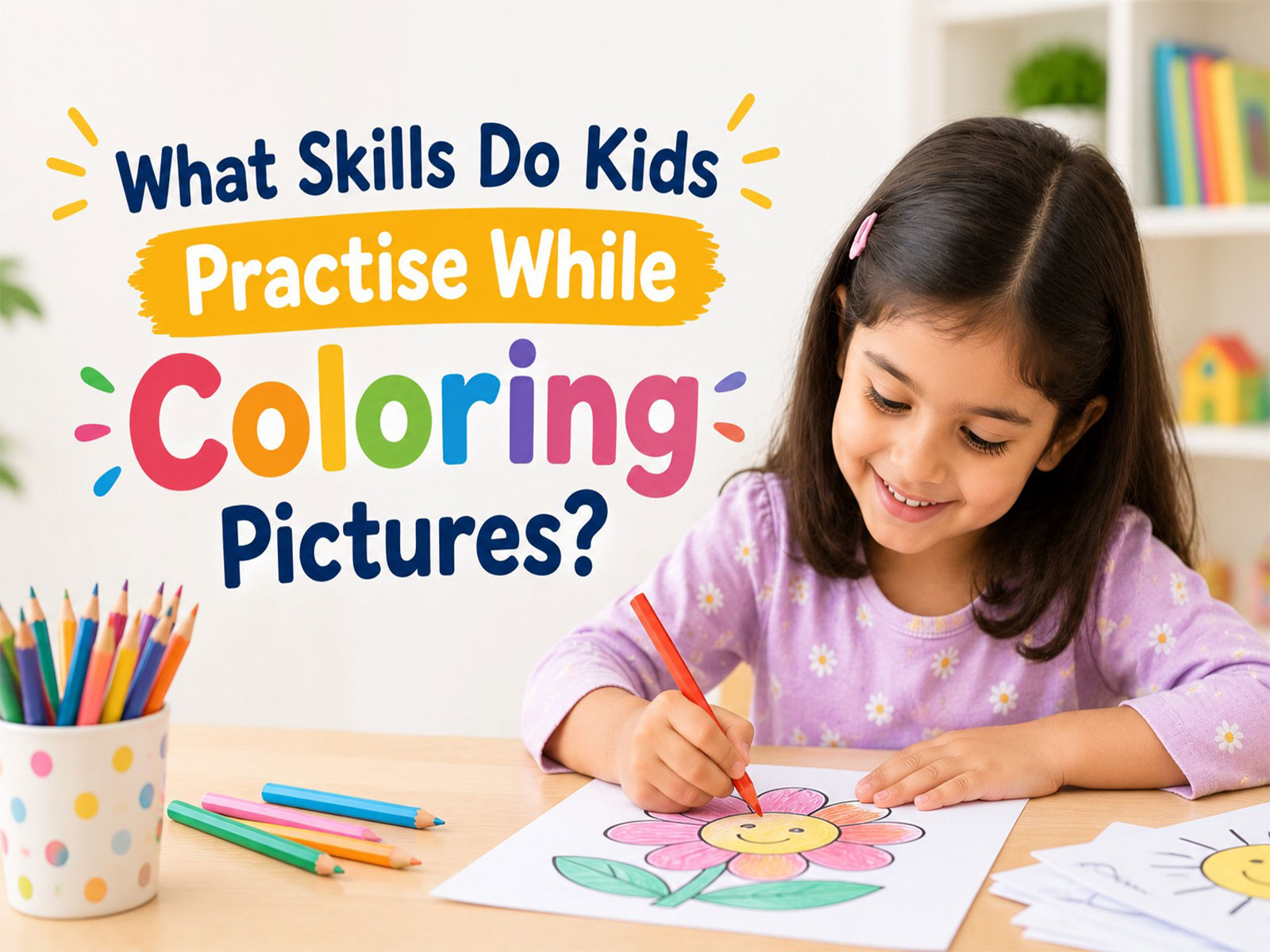 Discover how colouring pictures helps kids develop fine motor skills, focus, creativity, colour recognition and early writing skills through fun activities.