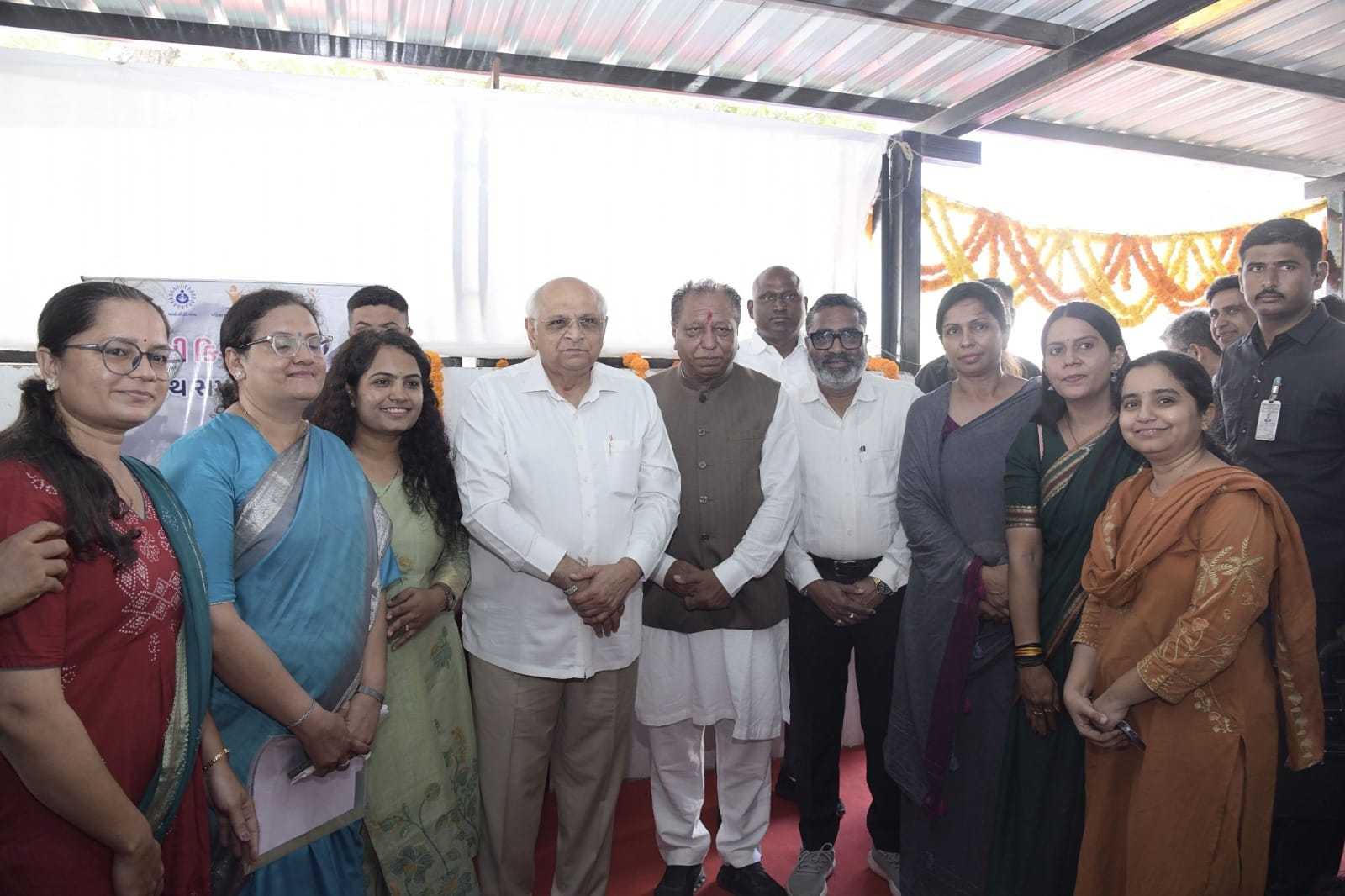 Gujarat CM Bhupendra Patel at Oganaj Anganwadi Centre-6 in Ahmedabad (Photo/CMO)