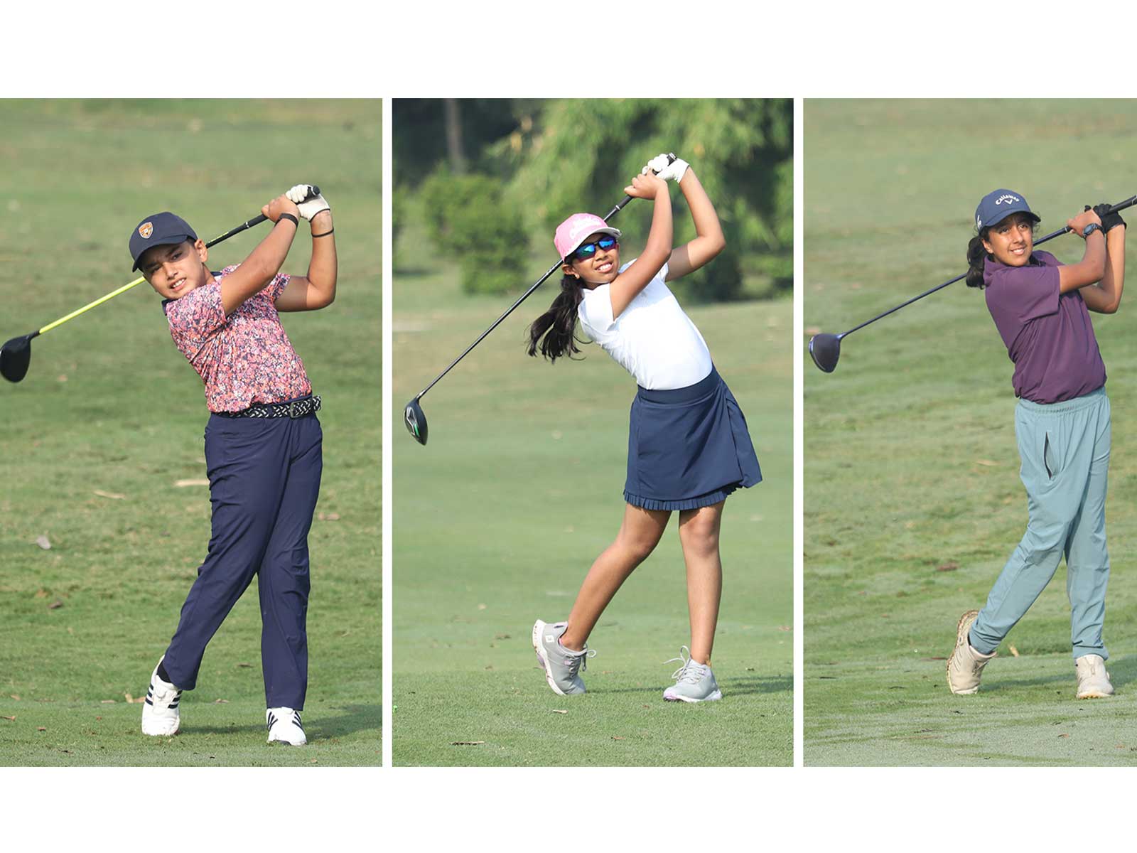 Nihal Cheema, Aadya Kaushal and Aahana Shrivastava at US Kids Golf New Delhi Tour (Image: US Kids Golf)