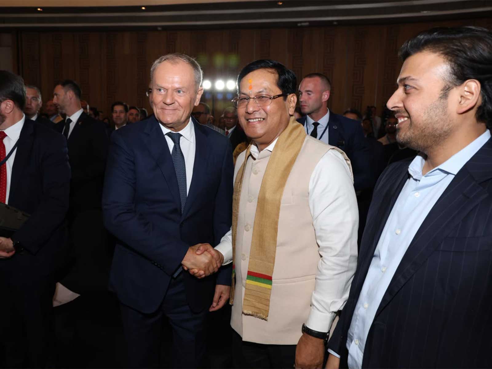 Union Minister Sarbananda Sonowal and Polish Prime Minister Donald Tusk at India-Poland Business Forum (Photo/ANI)