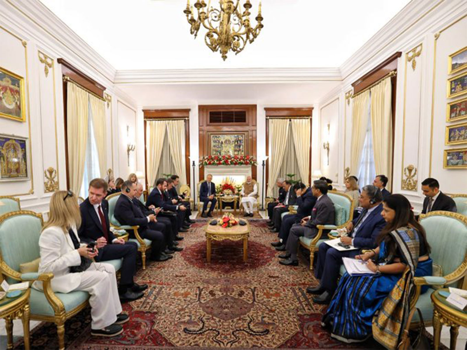 Prime Minister Narendra Modi holds talks with Polish Prime Minister Donald Tusk and their respective delegations in New Delhi. (Photo: X/@narendramodi)