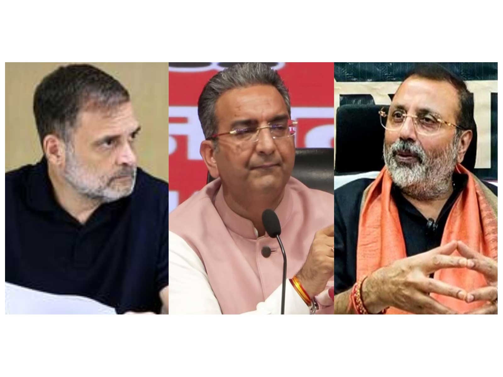 Rahul Gandhi, Gaurav Bhatia, and Nishikant Dubey (Photo/ANI)
