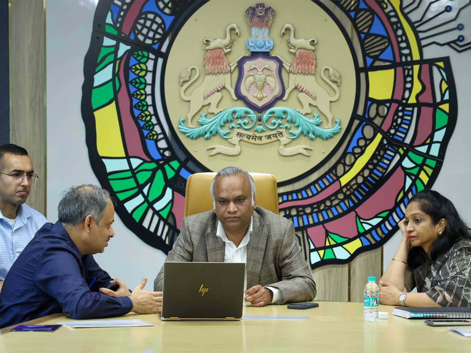 Minister Priyank Kharge meets the team from ARTPARK (Photo/X/@PriyankKharge)
