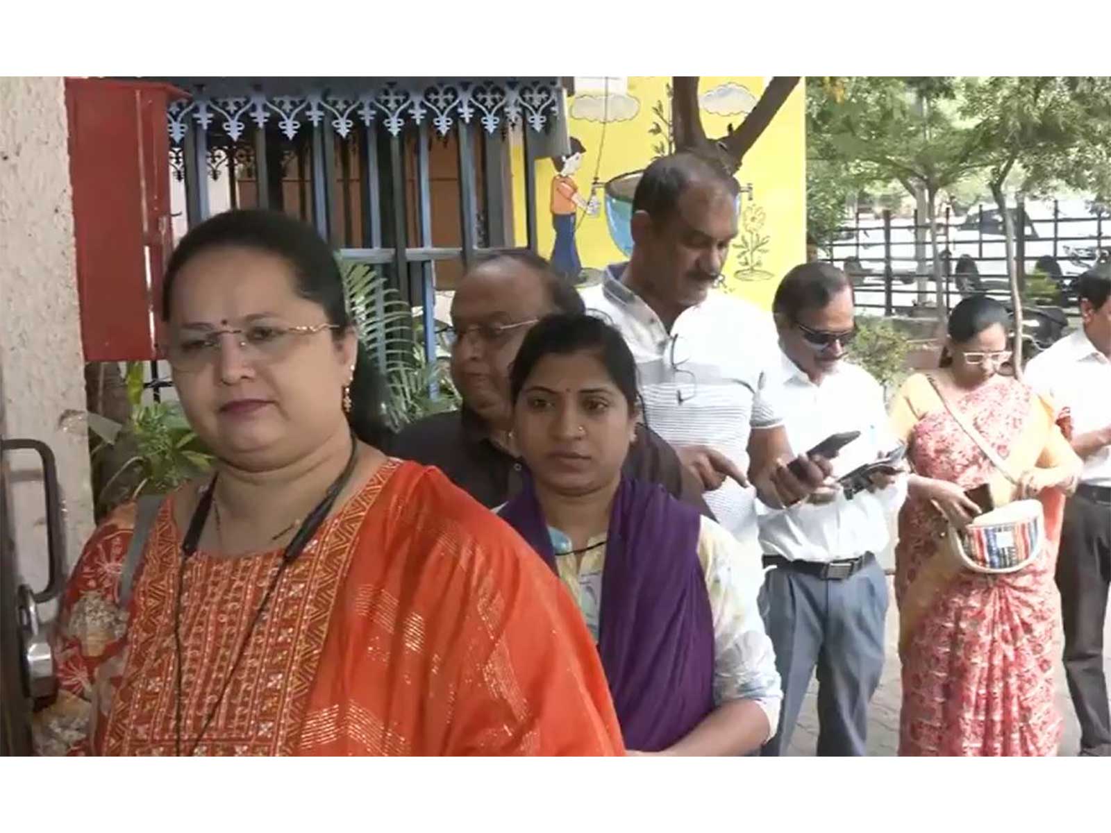 Visuals from polling booth at NMC Hindi School, Vivekanand Nagar (Photo/ANI)