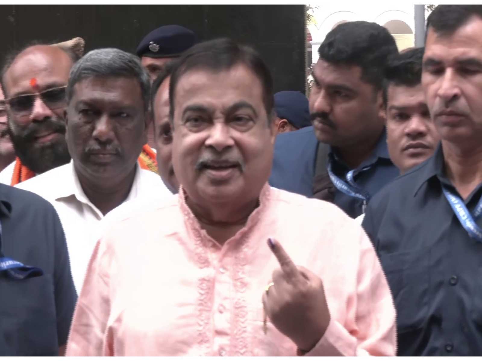 Union Minister Nitin Gadkari after casting his vote in Nagpur (Photo/ANI)